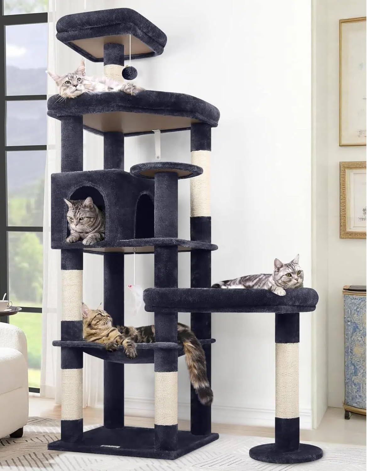 Globlazer Extra Large Platform Cat Tree, 65in Sturdy Cat Scratching Tr