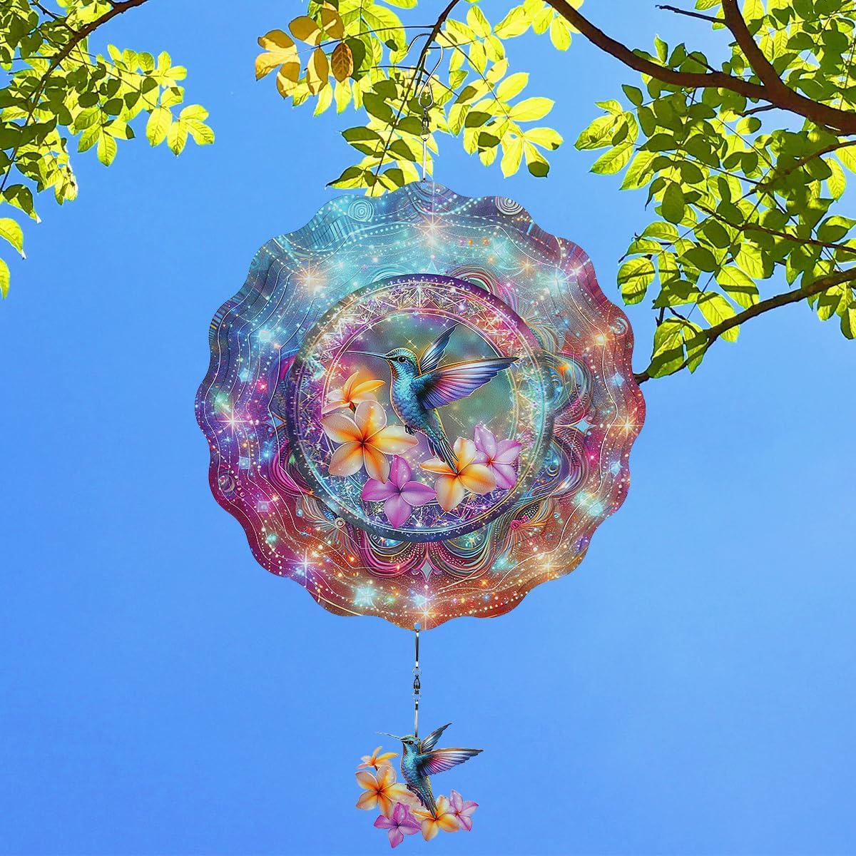 Hummingbird Wind Spinners Outdoor - 3D Hanging Wind Spinner for Garden Yard Art Decoration, Metal Stainless Bird Wind Catcher Kinetic Sculpture Ornament Gifts for Women Men