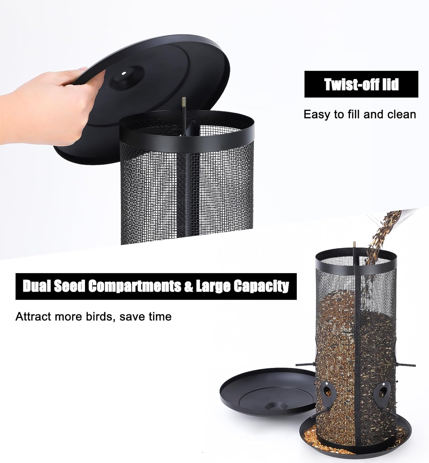 Gtongoko Hanging Bird Feeders for Outdoors 6.5 LB Large Capacity Squir