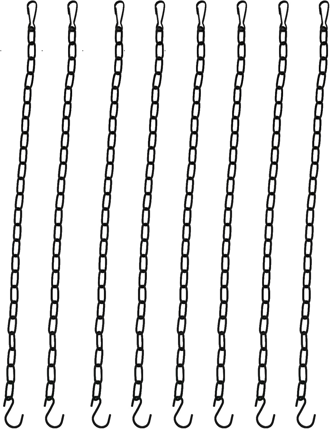 Black Hanging Plant Chains Kit, 20-Inch Adjustable Plant Hangers with Hooks and Clip for Hanging Baskets, Bird Feeders, Wind Chimes, Planters and Porch Signs 8Pack