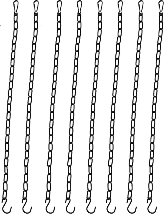Black Hanging Plant Chains Kit, 20-Inch Adjustable Plant Hangers with Hooks and Clip for Hanging Baskets, Bird Feeders, Wind Chimes, Planters and Porch Signs 8Pack