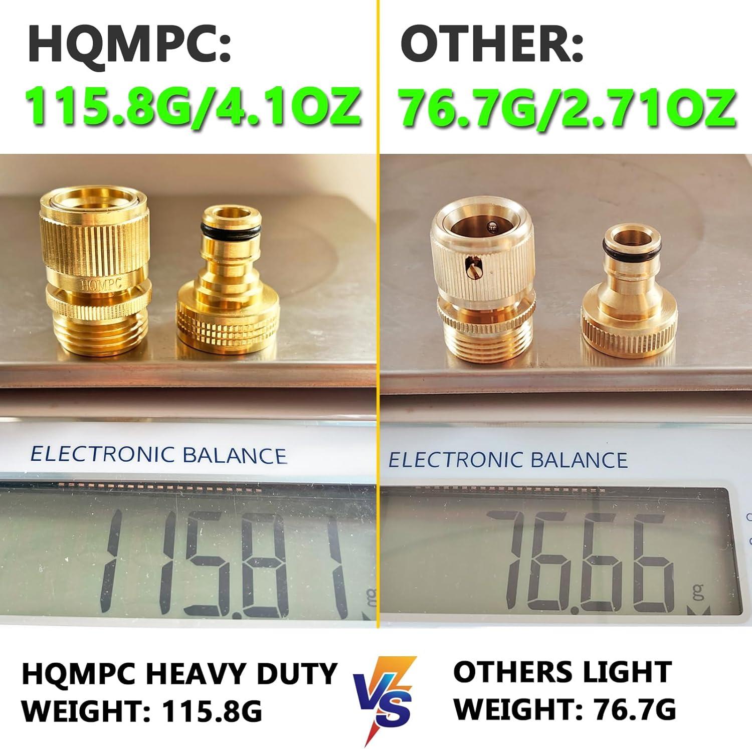 HQMPC Garden Hose Quick Connect Solid Brass Quick Connector Garden Hos