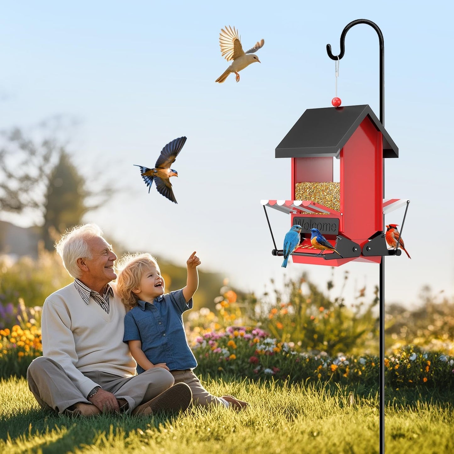 Squirrel Proof Bird Feeders,ScinDa Bird Feeders for Outdoors Hanging w