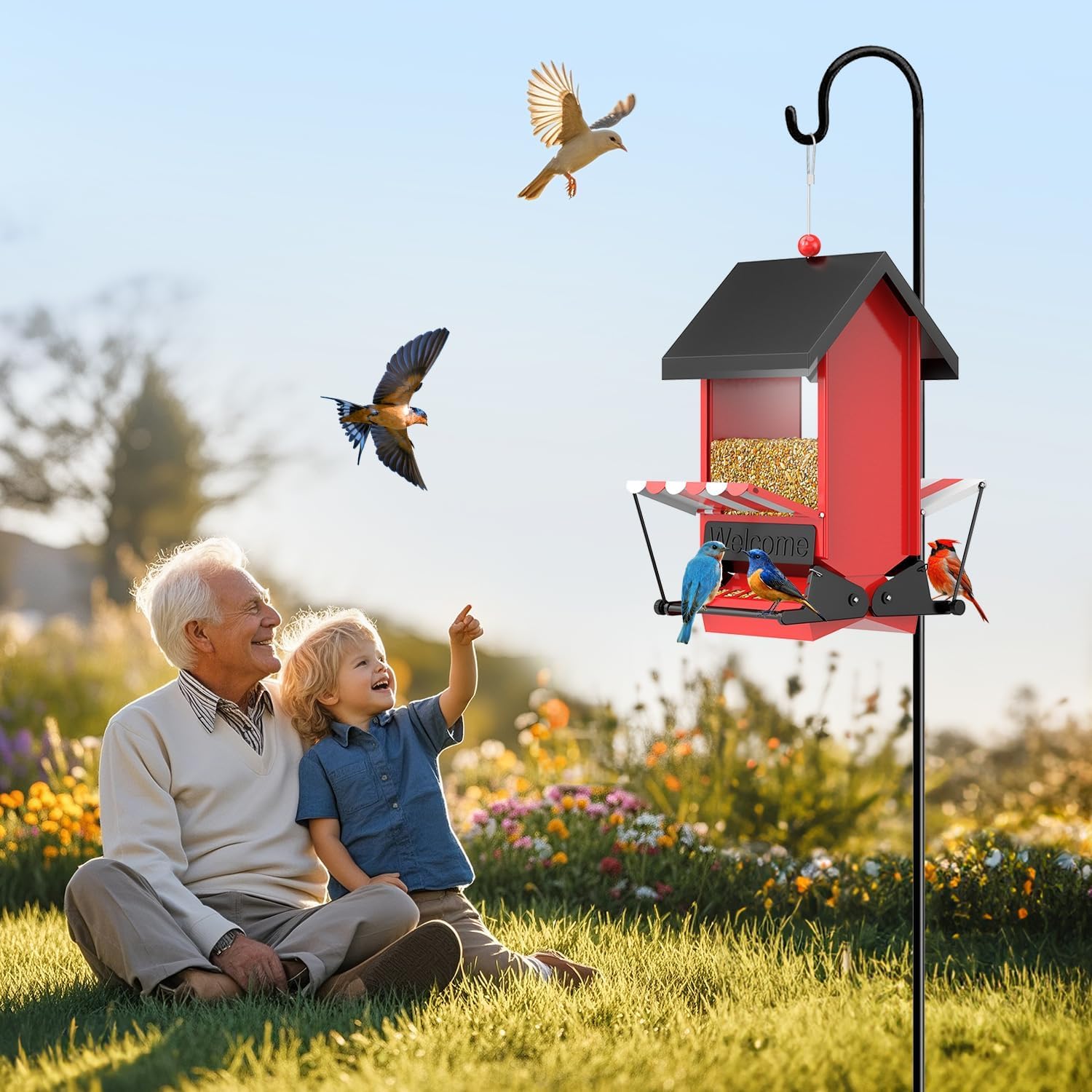 Squirrel Proof Bird Feeders,ScinDa Bird Feeders for Outdoors Hanging w