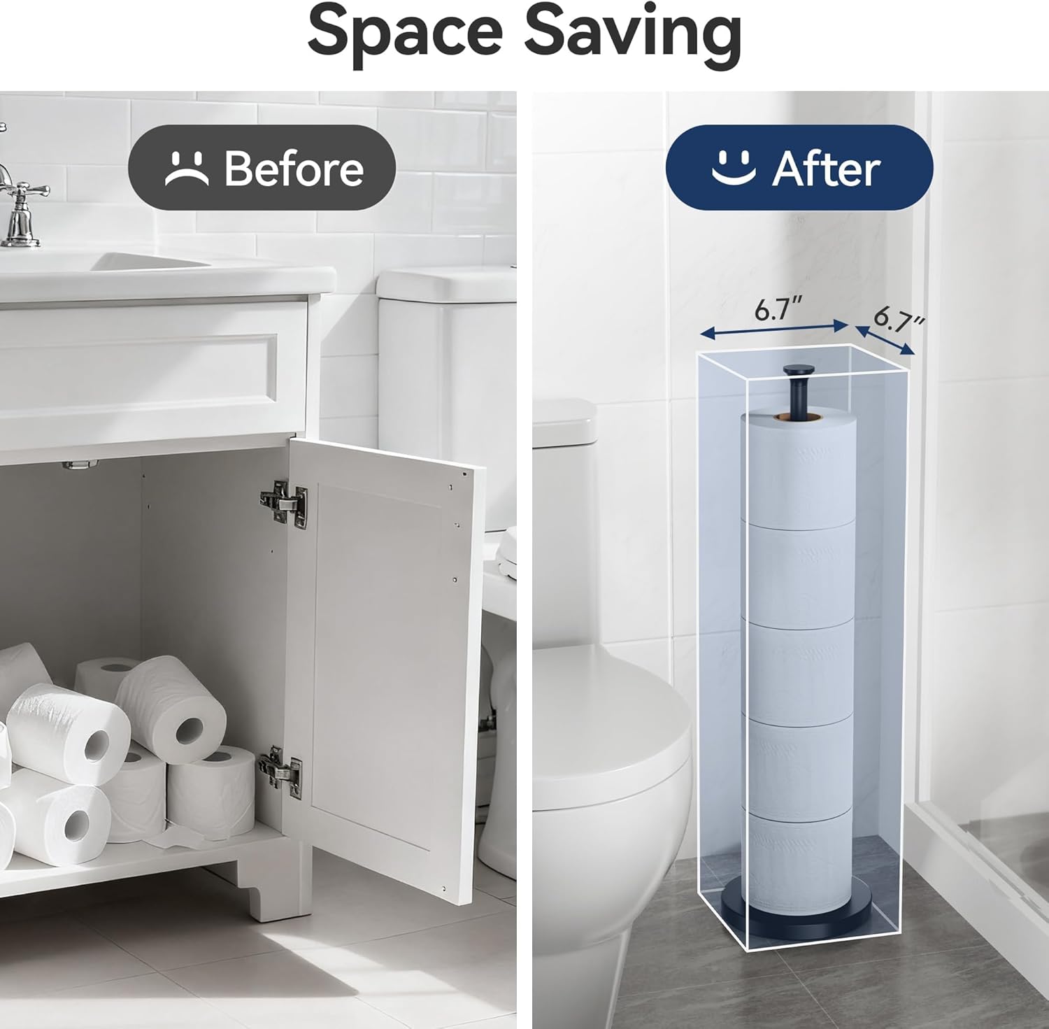 Toilet Paper Holder Stand(with Reserve Function), Free-Standing Spare 
