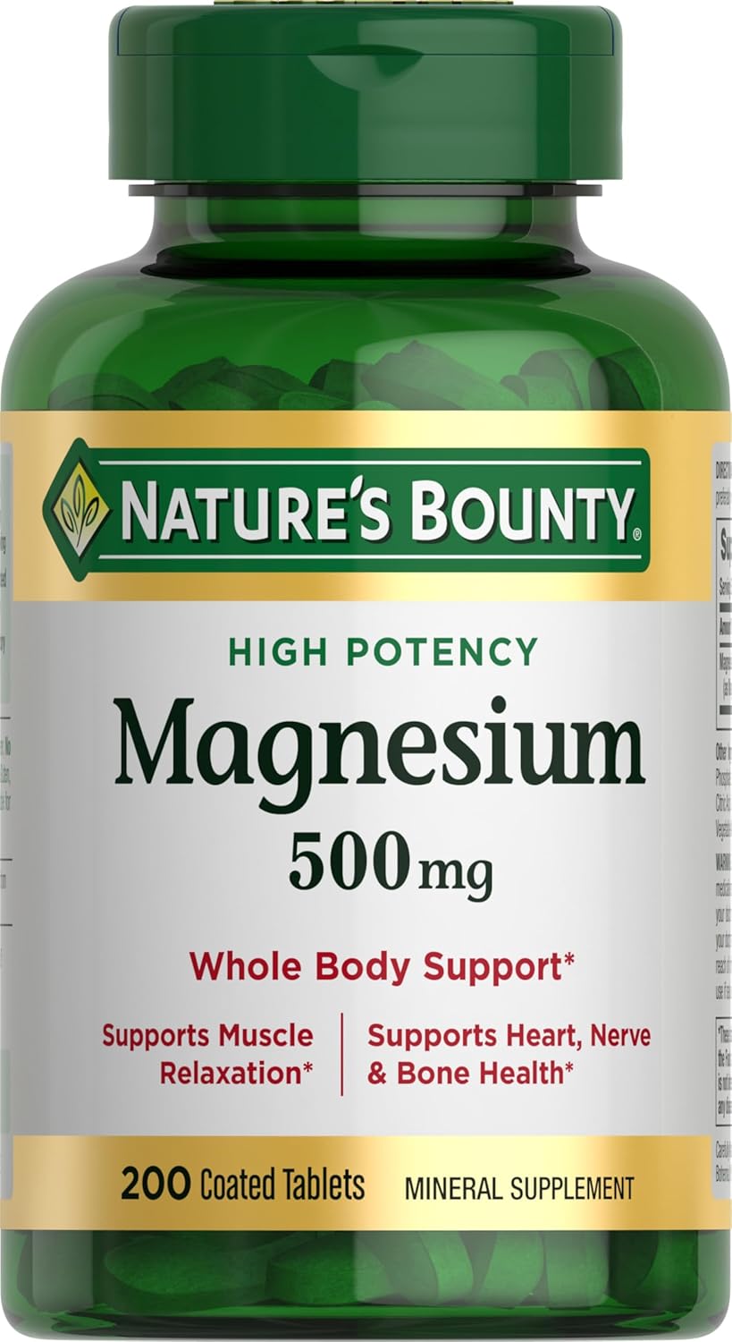 Nature's Bounty Magnesium 500 mg Tablets, High Potency Magnesium Suppl