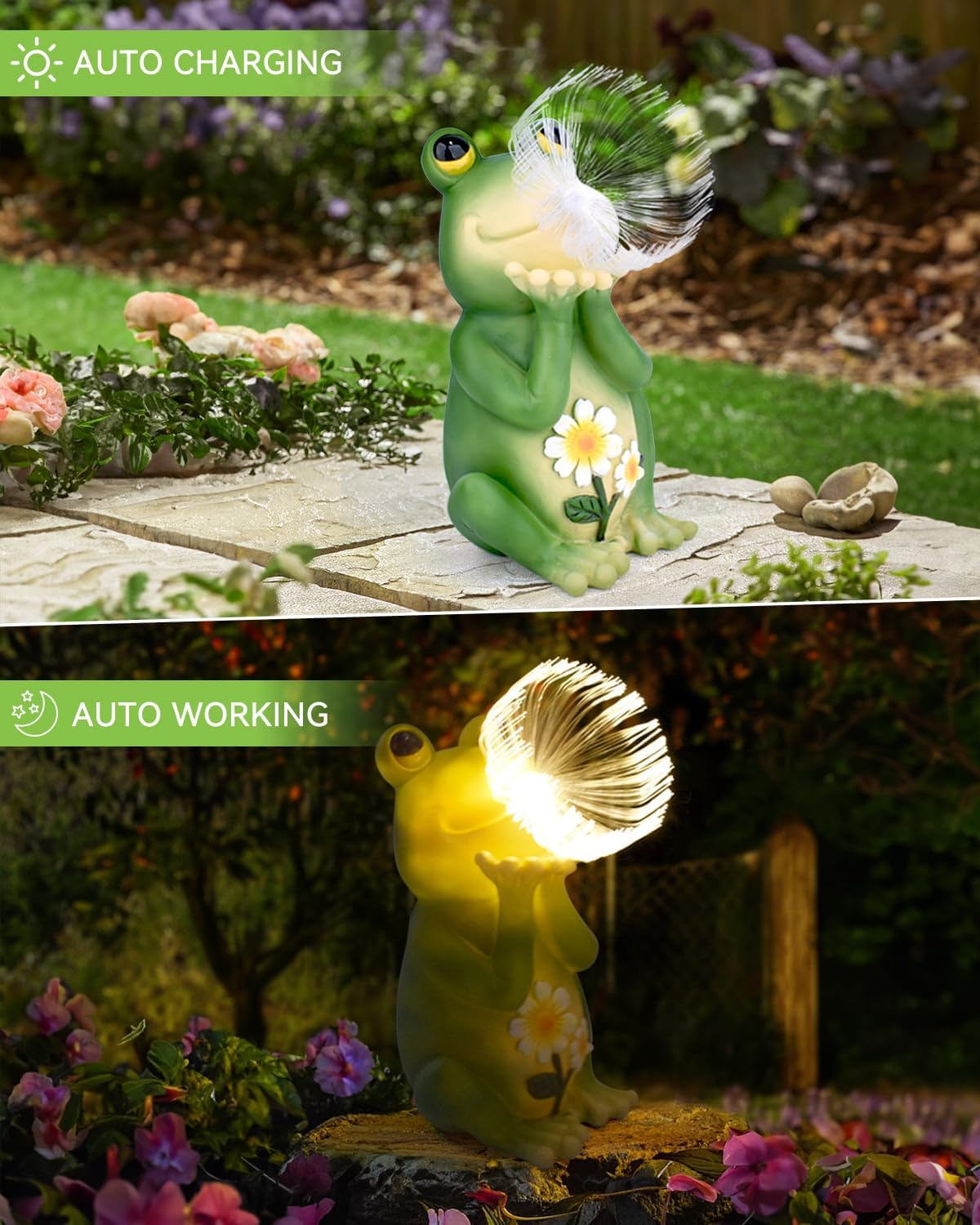 FREECUBE Solar Garden Statue, Frog Garden Decor Figurine Lights for Outside Waterproof Outdoor Yard Decorations Pation Light,Housewarming Gift for Patio,Lawn,Yard
