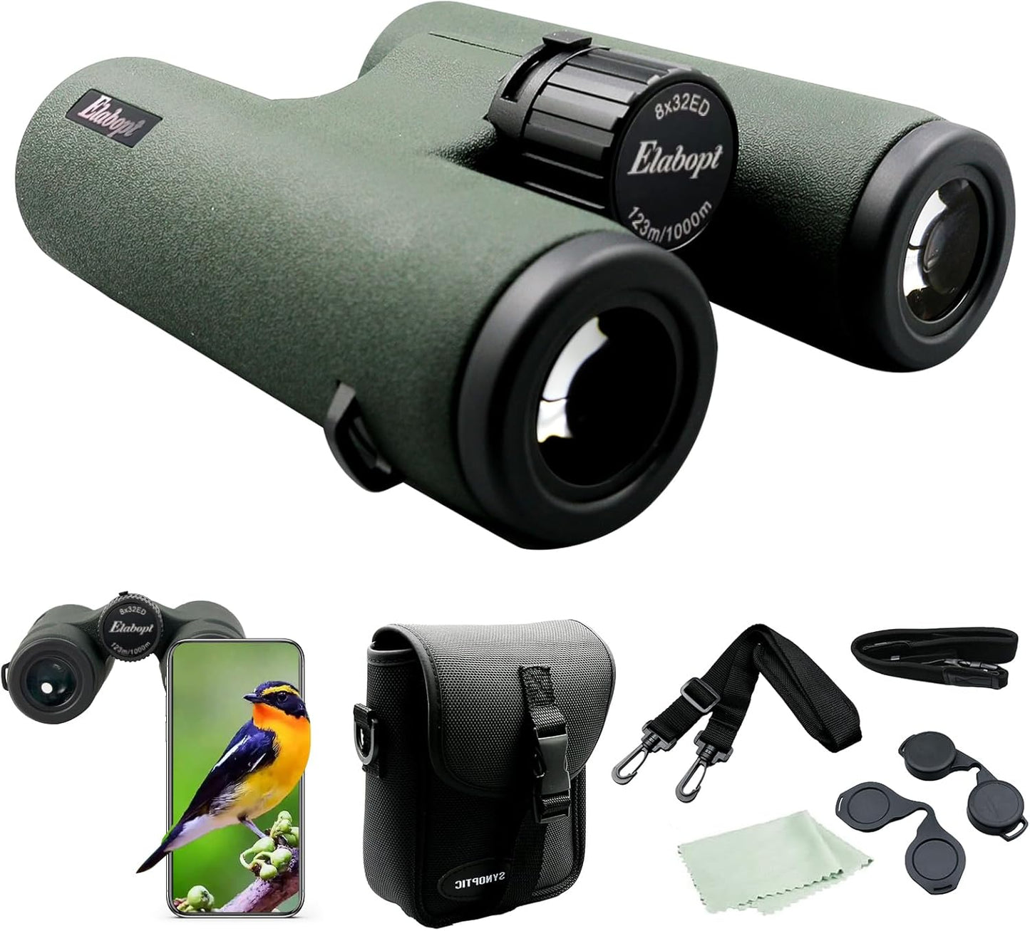 8x32ED Compact Binoculars for Adults – High-Powered BAK4 Prisms, Diamo