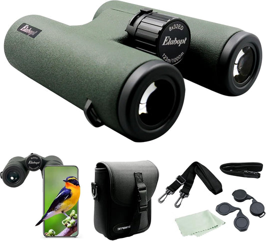 8x32ED Compact Binoculars for Adults – High-Powered BAK4 Prisms, Diamo