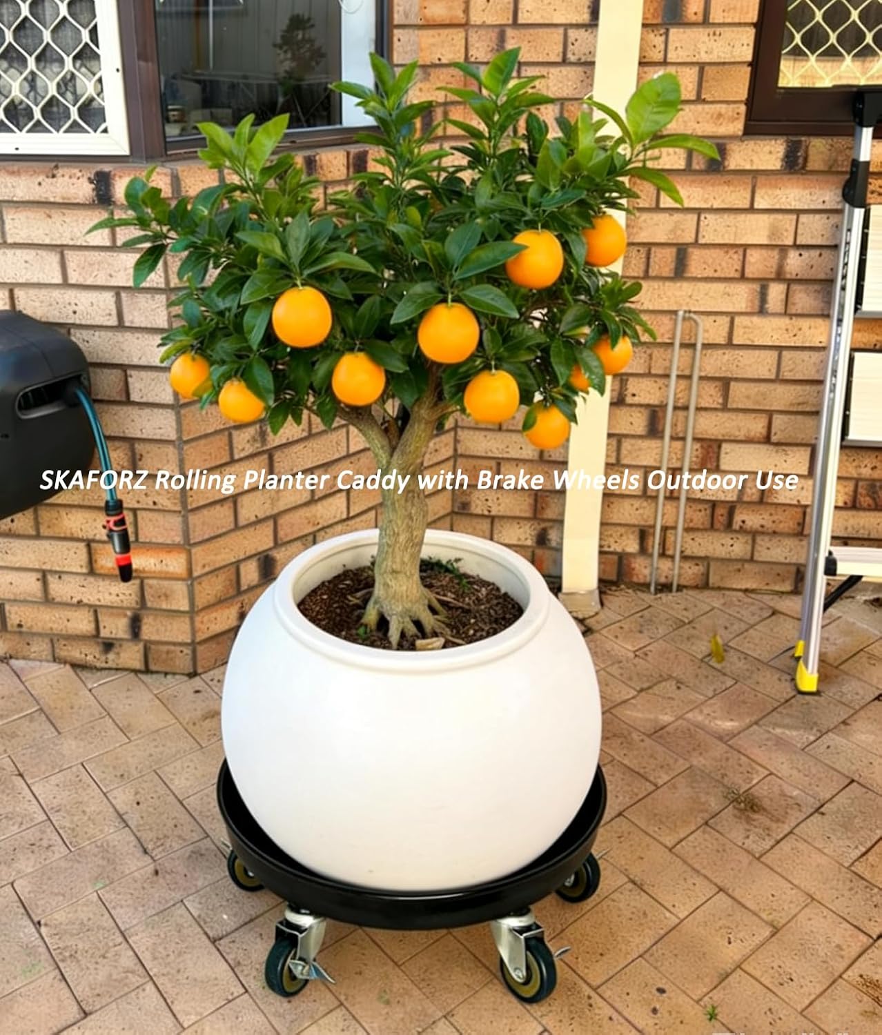 Rolling Planter Caddy(430lbs Capacity), Heavy Duty Metal Plant Stand with Brake Wheels Plant Dolly Mover Plant Pot Tray Saucer for Indoor Outdoor 16 Inches Black 2-Pack