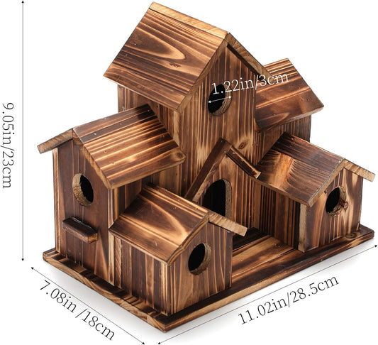 Handmade Hummingbird House - Large Bird House for Garden/Courtyard/Backyard Decor - Room for 6 Bird Families