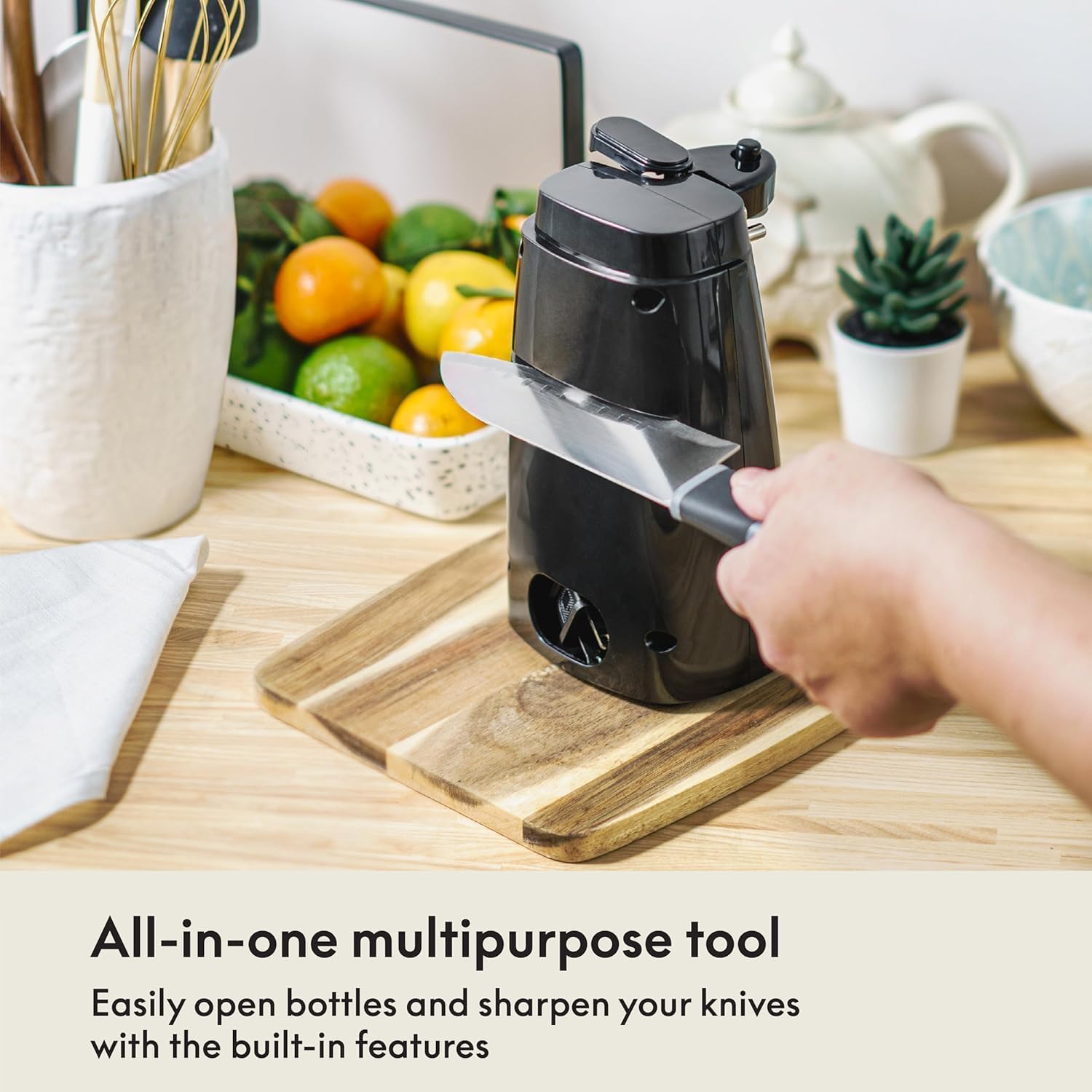 bella Electric Can Opener and Knife Sharpener, Removable Cutting Lever