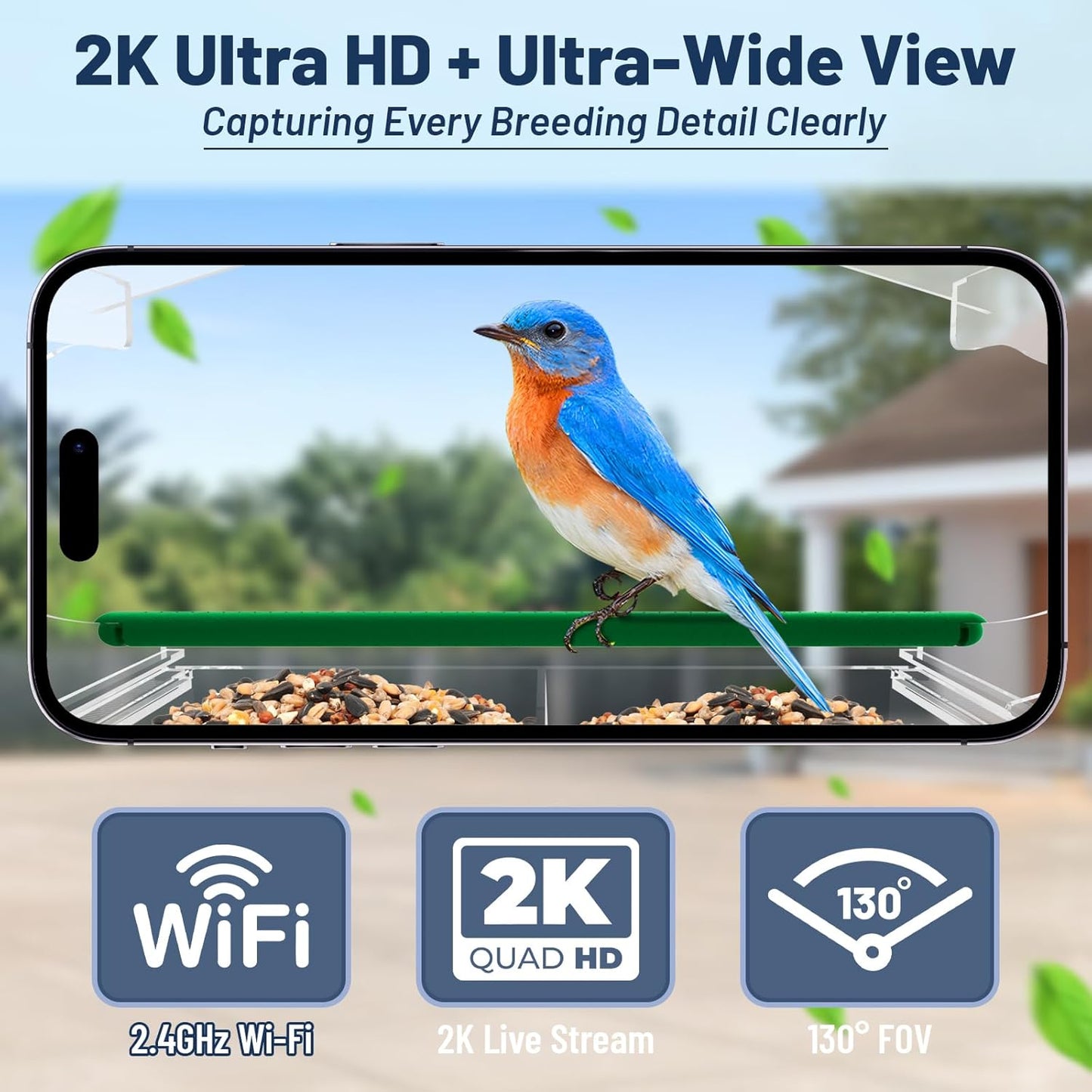 Smart Window Bird Feeder with Camera, 1080P HD Birds Feeder with Night
