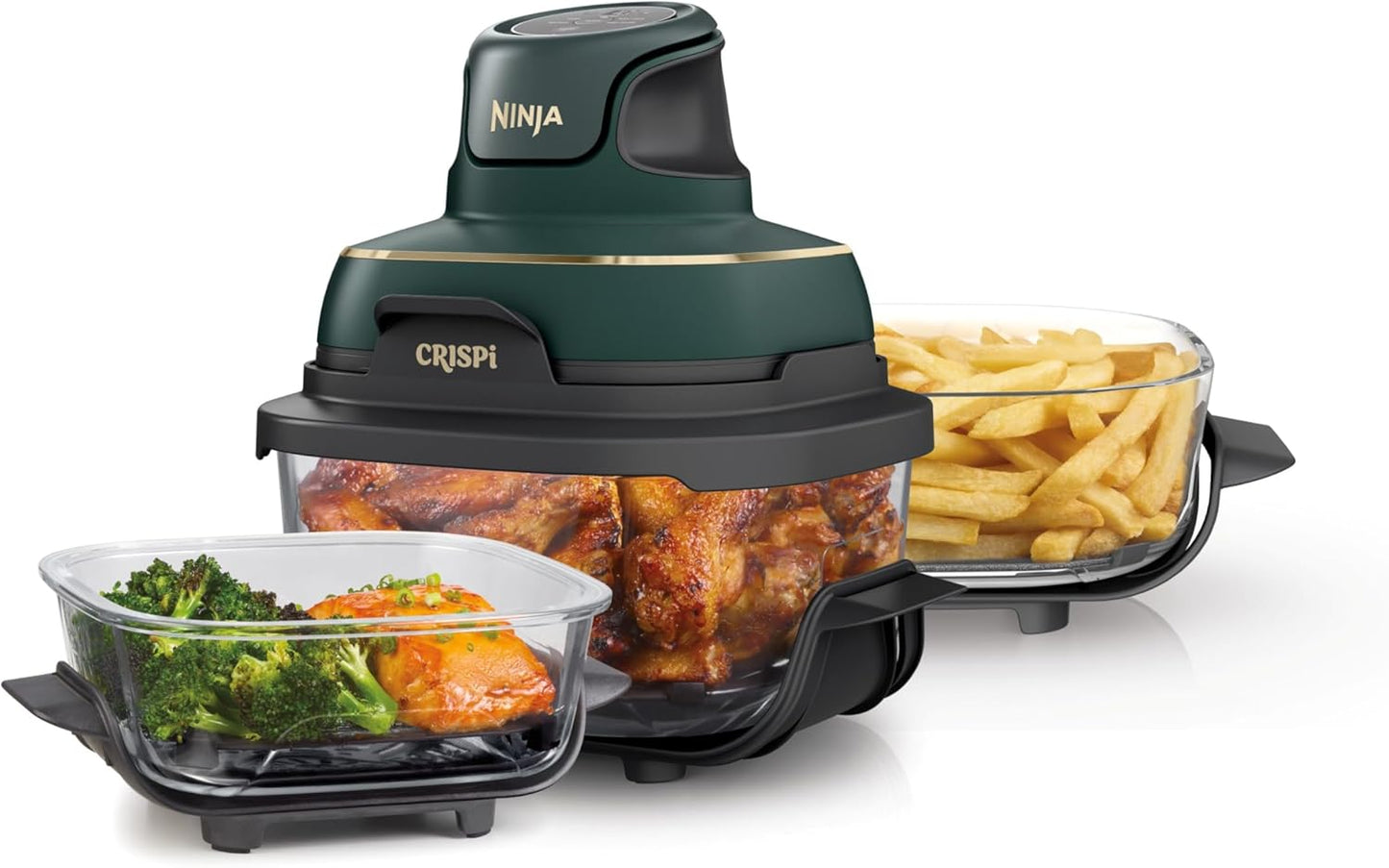 Ninja Crispi 5-in-1 Glass Air Fryer | 450°F, Nontoxic, 4QT & 6-Cup Con