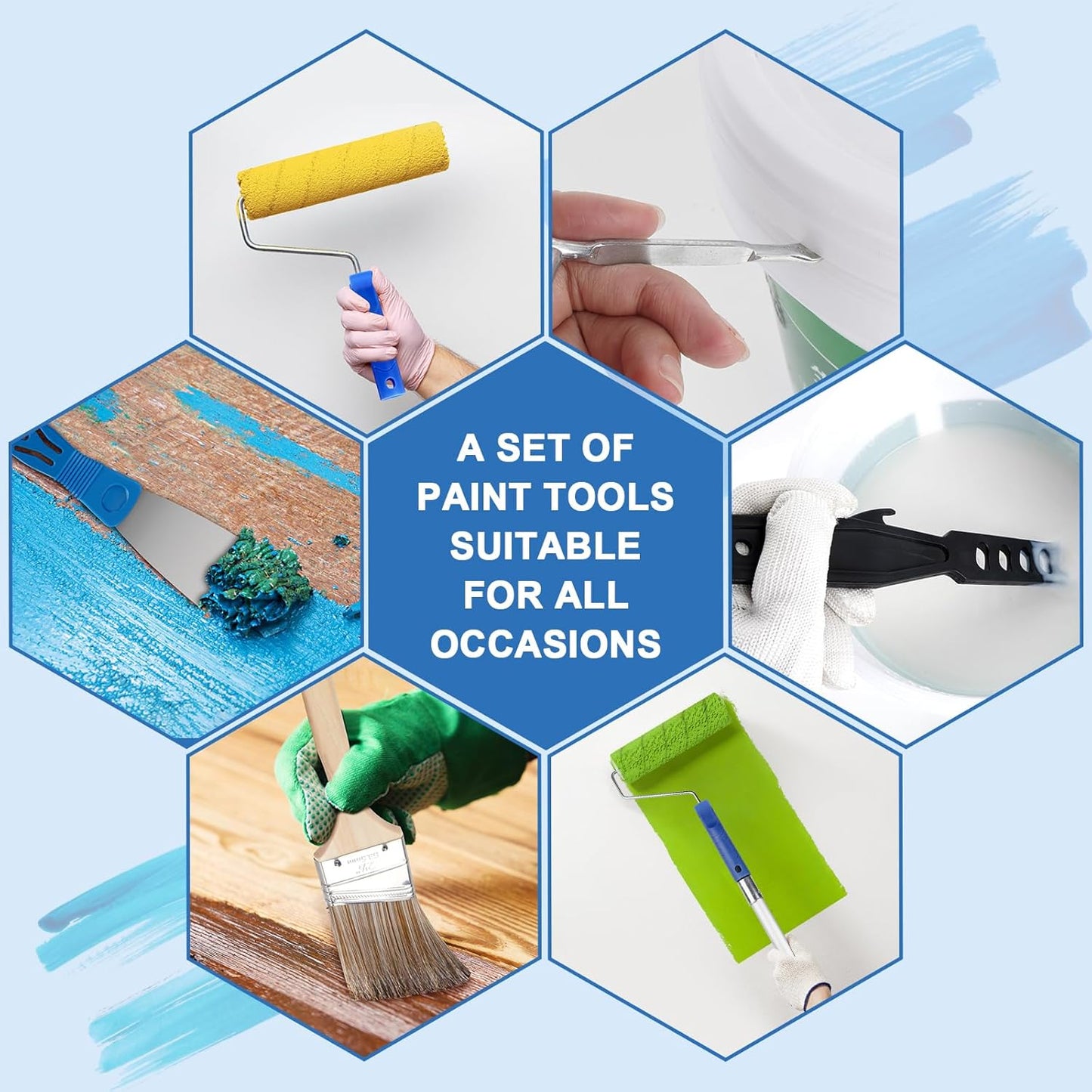 Paint Roller Kit with Extension Pole, 27 Piece Set, 2 to 4 Ft Pole, 4"