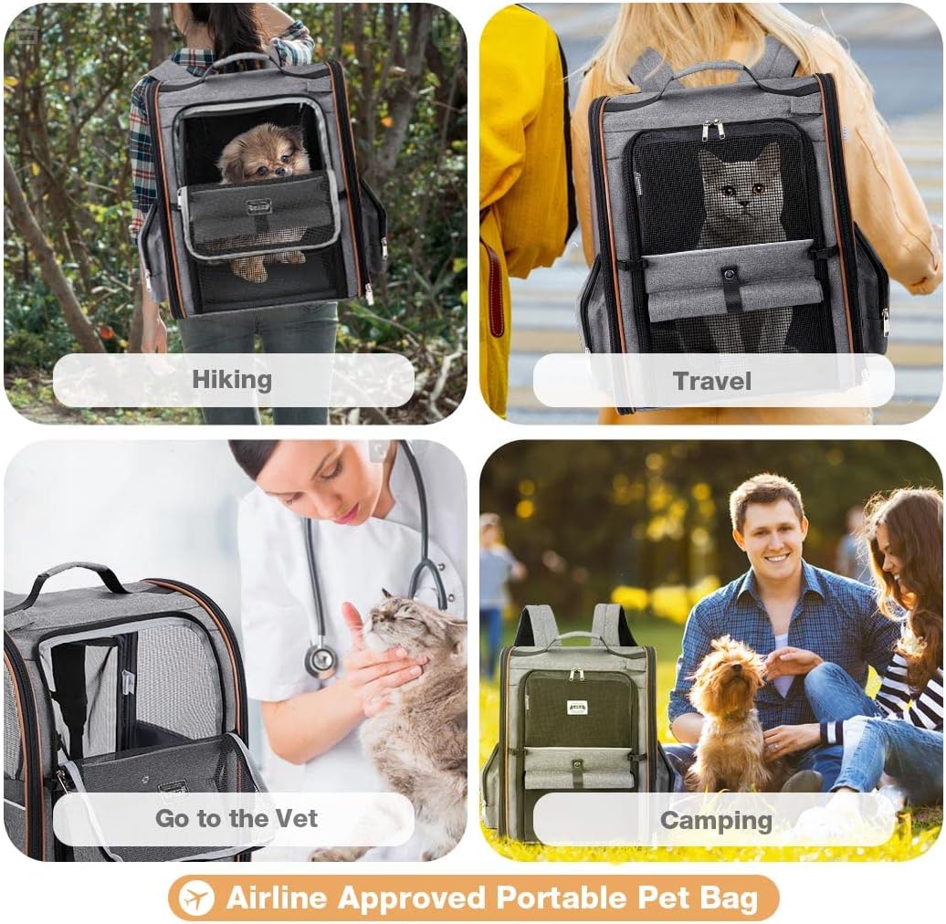 Lekebobor Cat Carrier Backpack, Expandable Pet Carrier with Sun Shade 