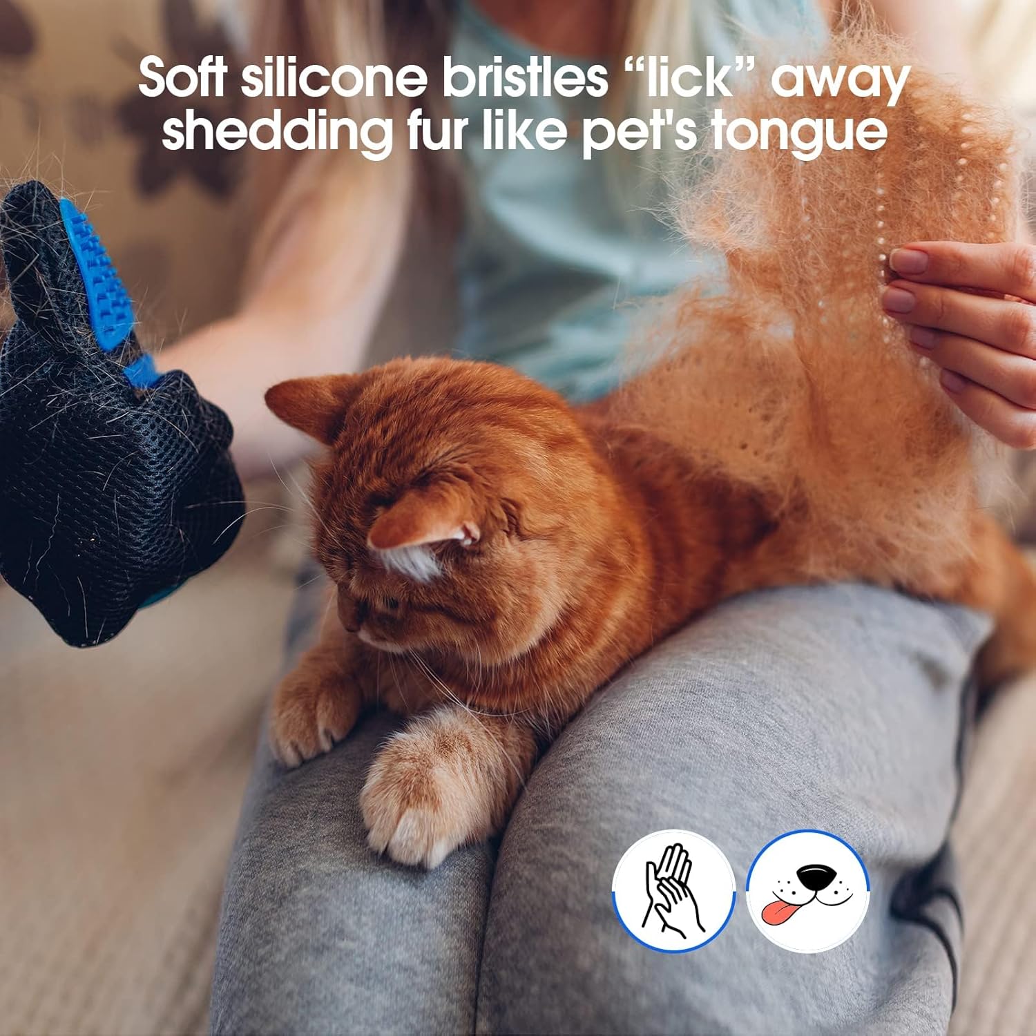 Upgrade Efficient Pet Hair Remover Gloves - Gentle Shedding Brushes fo