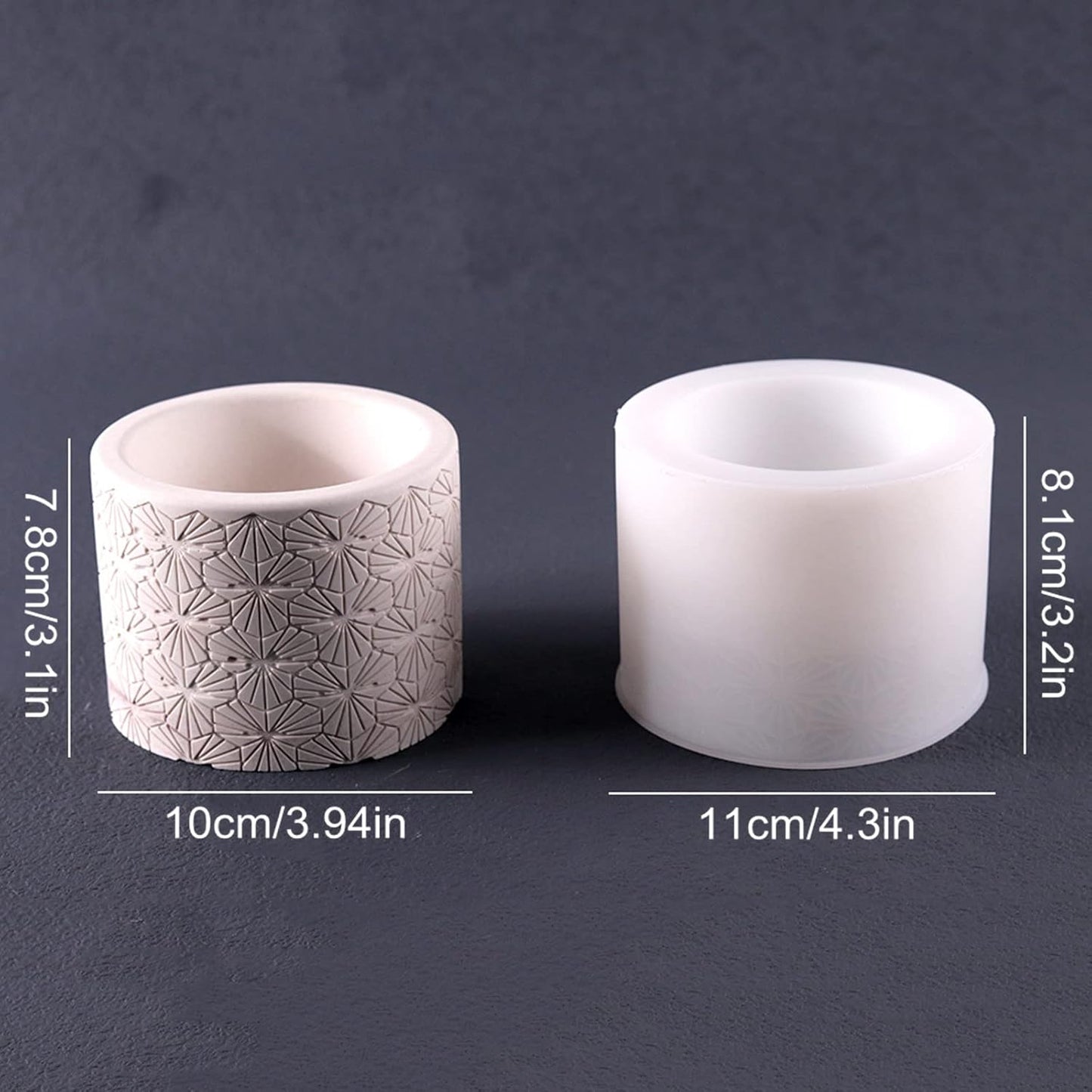 Round Vintage Pattern Flower Pot Silicone Mold Concrete Succulent Planter Vase Mold Candle Pen Holder Plaster Epoxy Resin Cement Clay Mould