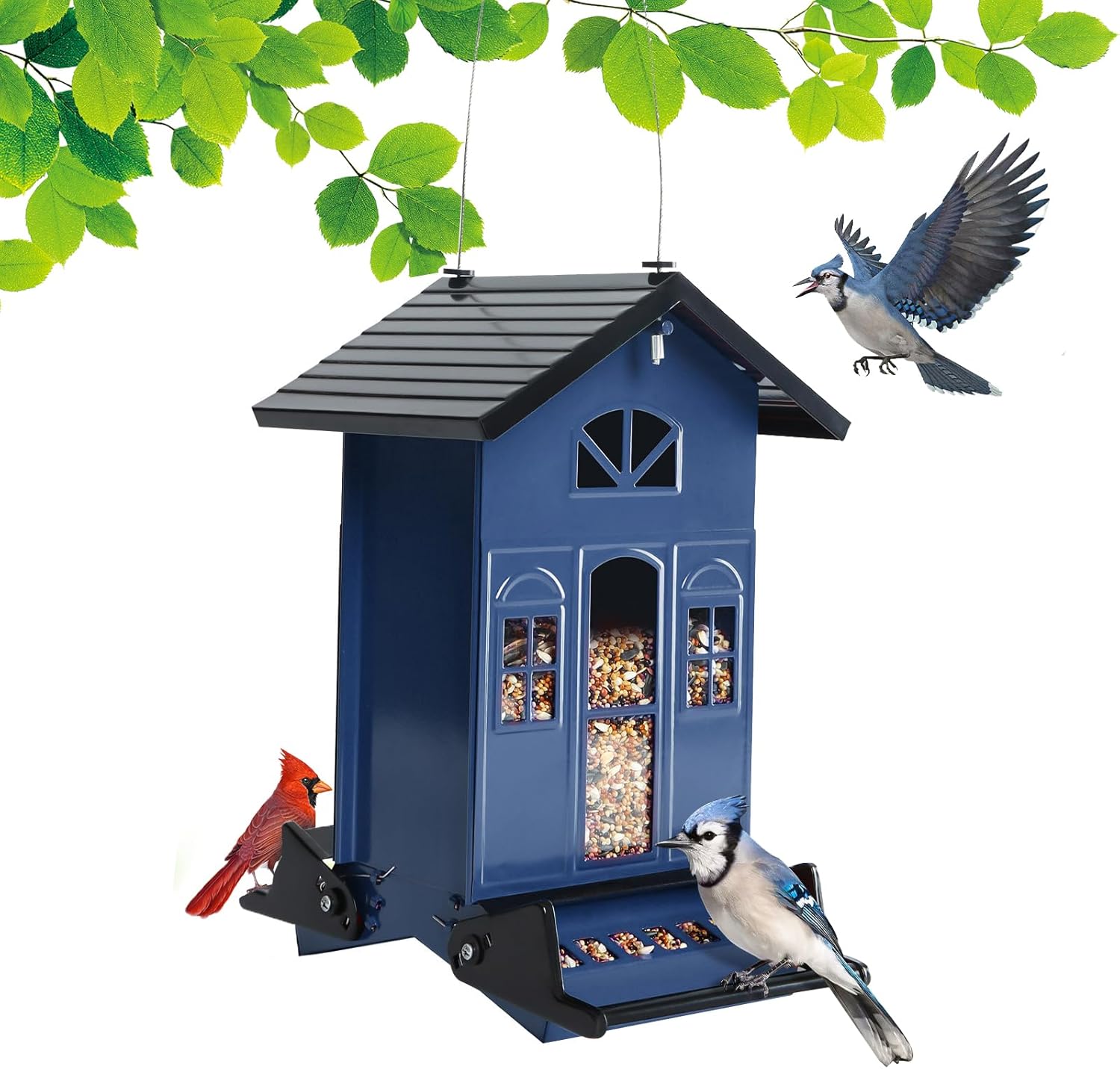Birdkiss Bird Feeder Squirrel-Proof Outside: Country House Series for 