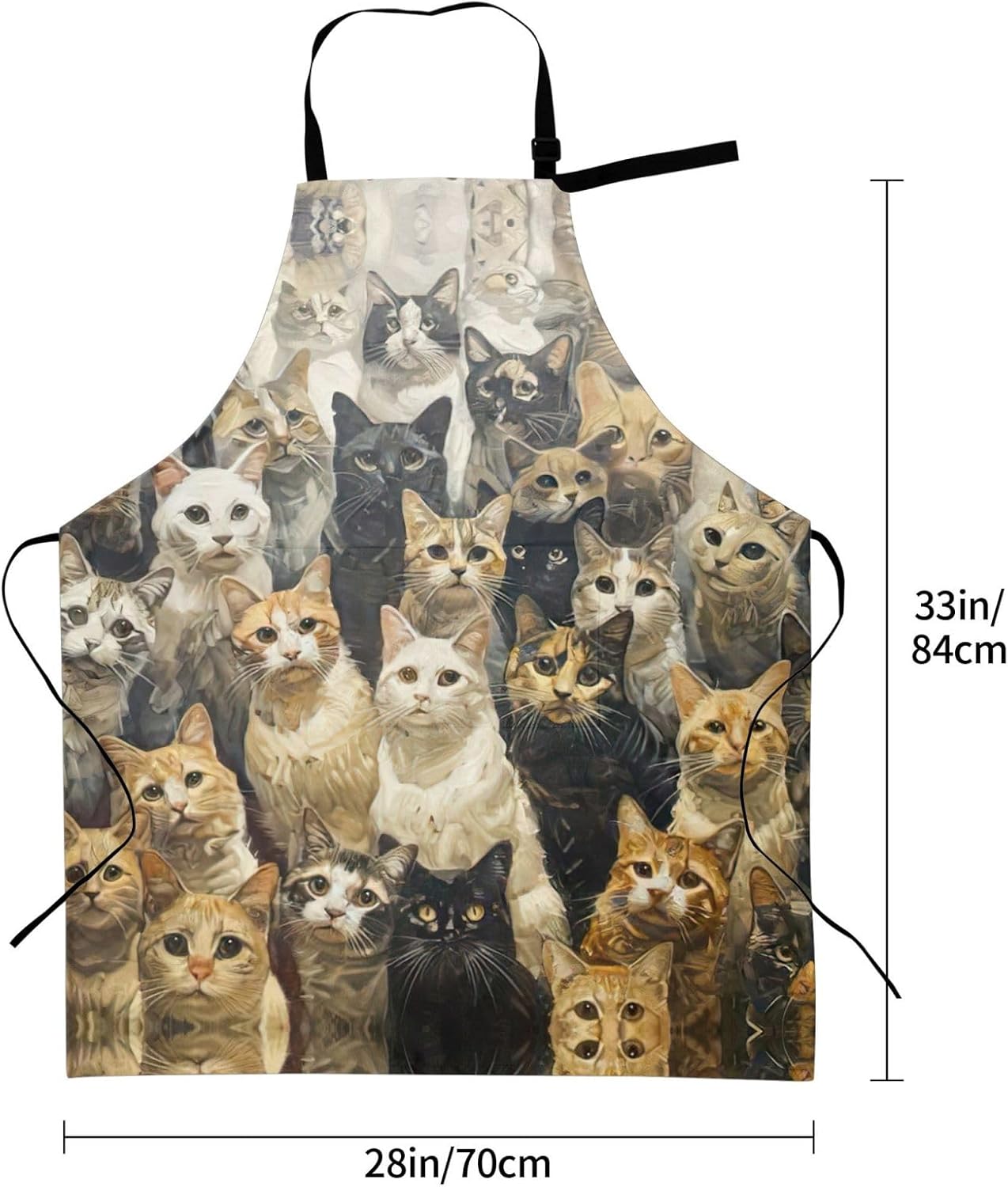 Cat print Waterproof chef's apron with pocket apron for kitchen cooking baking barbecue and gardening
