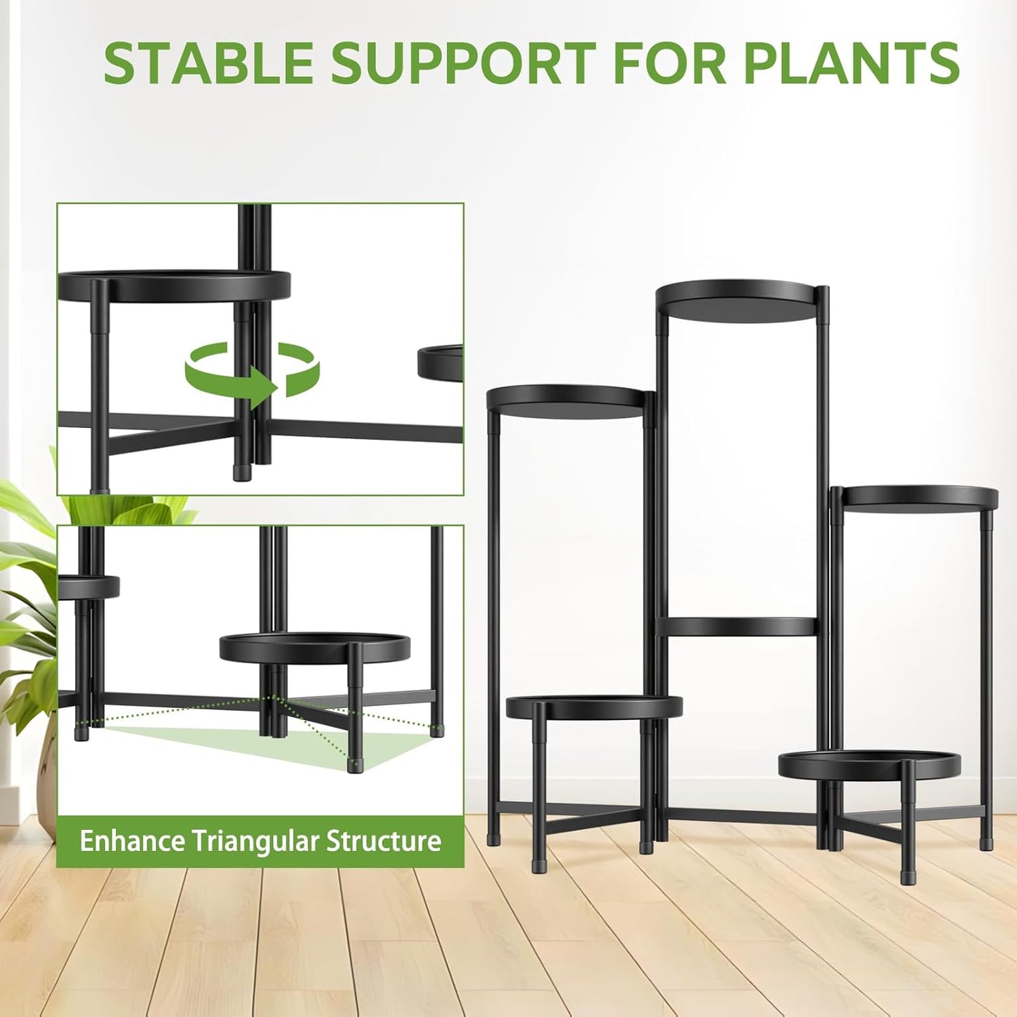 iDavosic.ly 6 Tier Large Plant Stand Indoor with 10 Inch Wide Tray, Ti