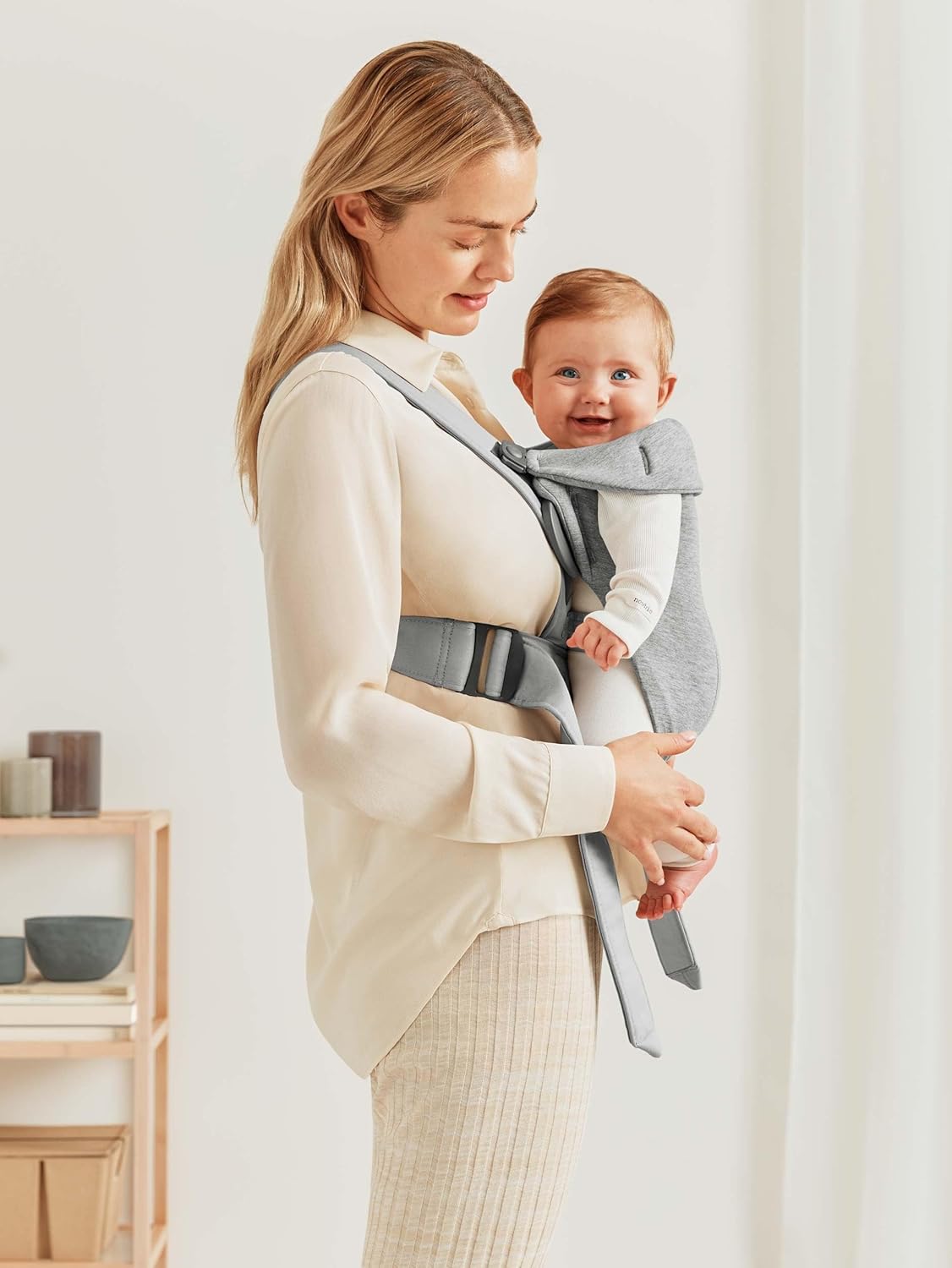 BabyBjörn Baby Carrier Mini, Light Gray, 3D Jersey | Infant Carrier (7