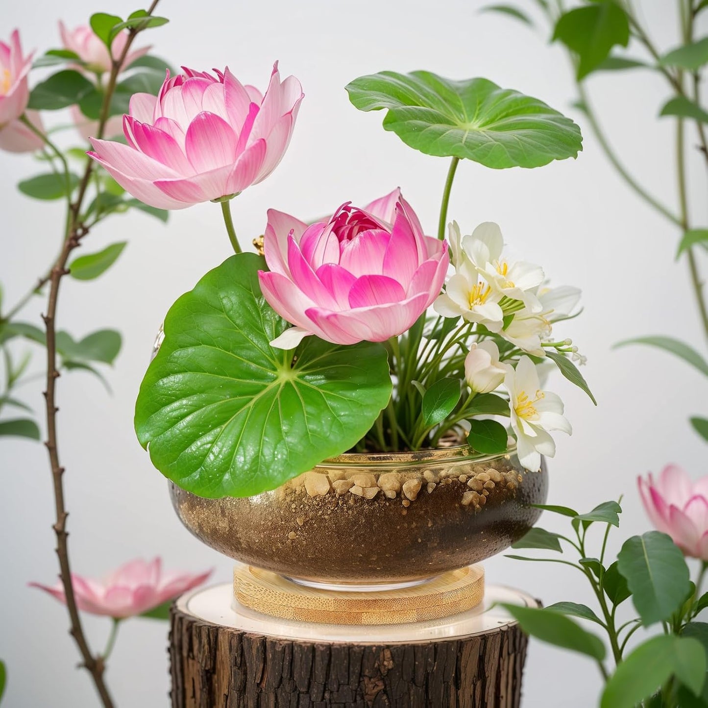 Baderke 4 Sets Glass Planter Bowls for Flowers with Tray 6'' Round Glass Vase Bowl Hydroponic Lotus Planter Pot Propagation Vases Fish Bowl for Plants Indoor Windowsill Kitchen Desktop Wedding Decor