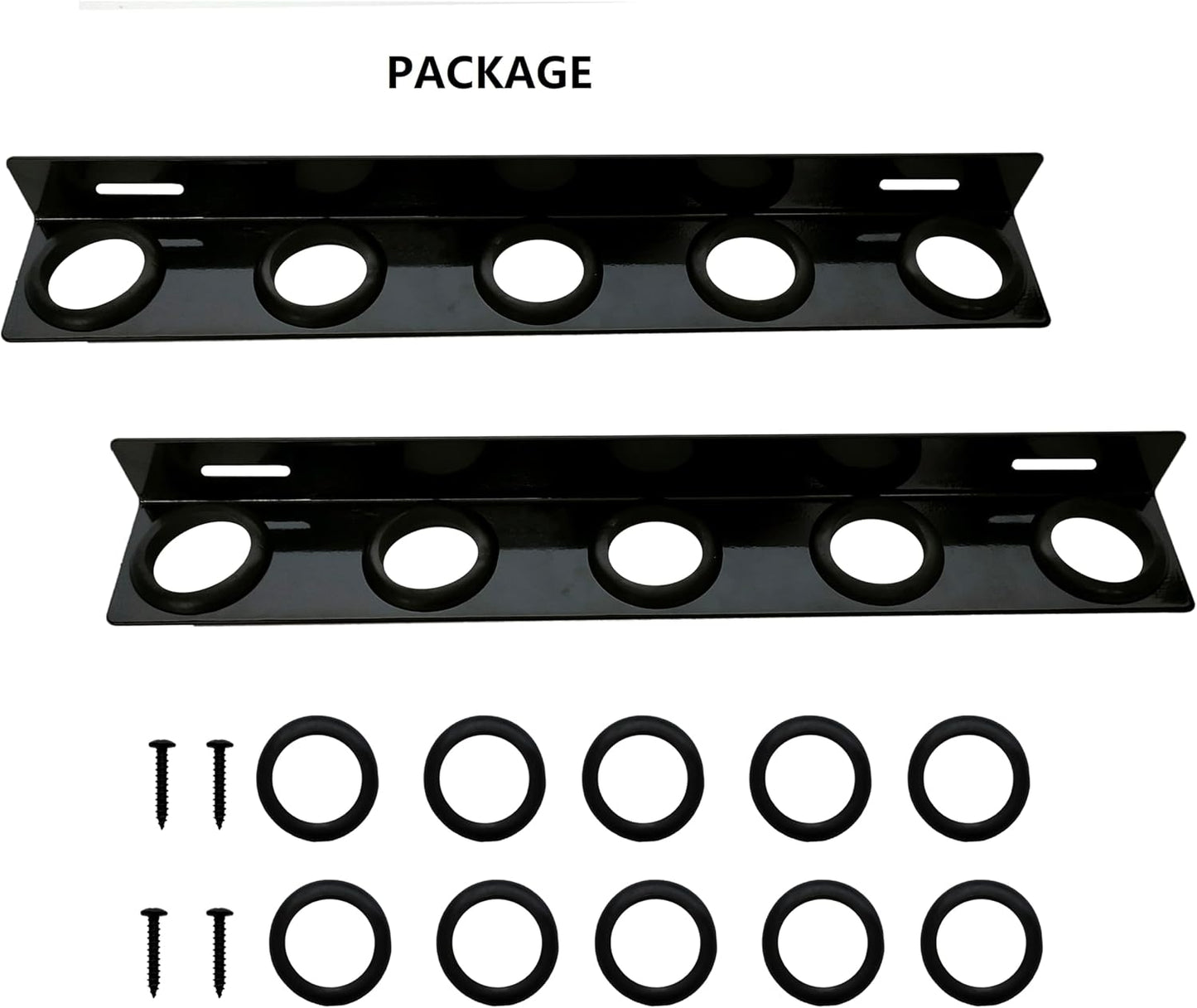 Landscape Hand Trailer Rack for Law Equipment, 5 Holes Hand Tool Storage Holder with Rubber Grommets and Mounting Hardware for Shovels, Rakes, Holes, Pickaxes and Other Straight Handel Tools