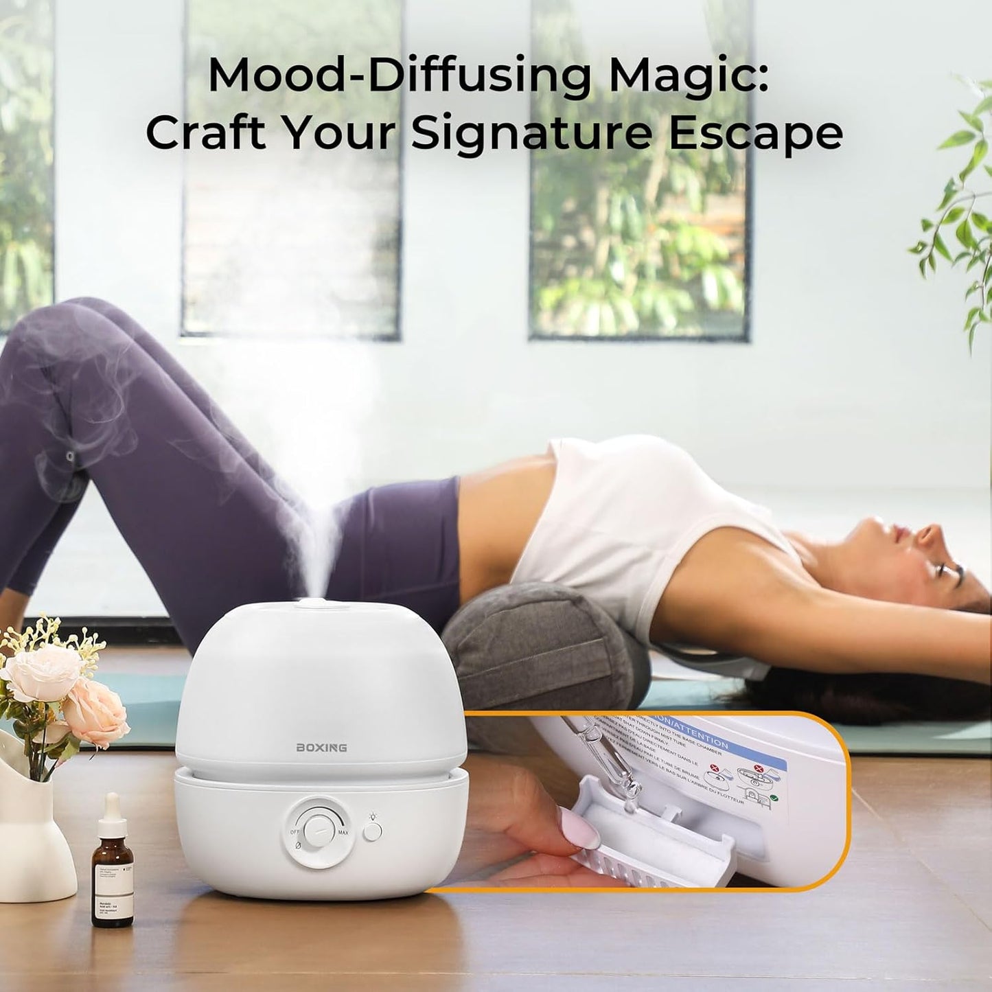 BOXING 3L Cool Mist Humidifier, Ultra Quiet 20dB for Bedroom, Baby & O