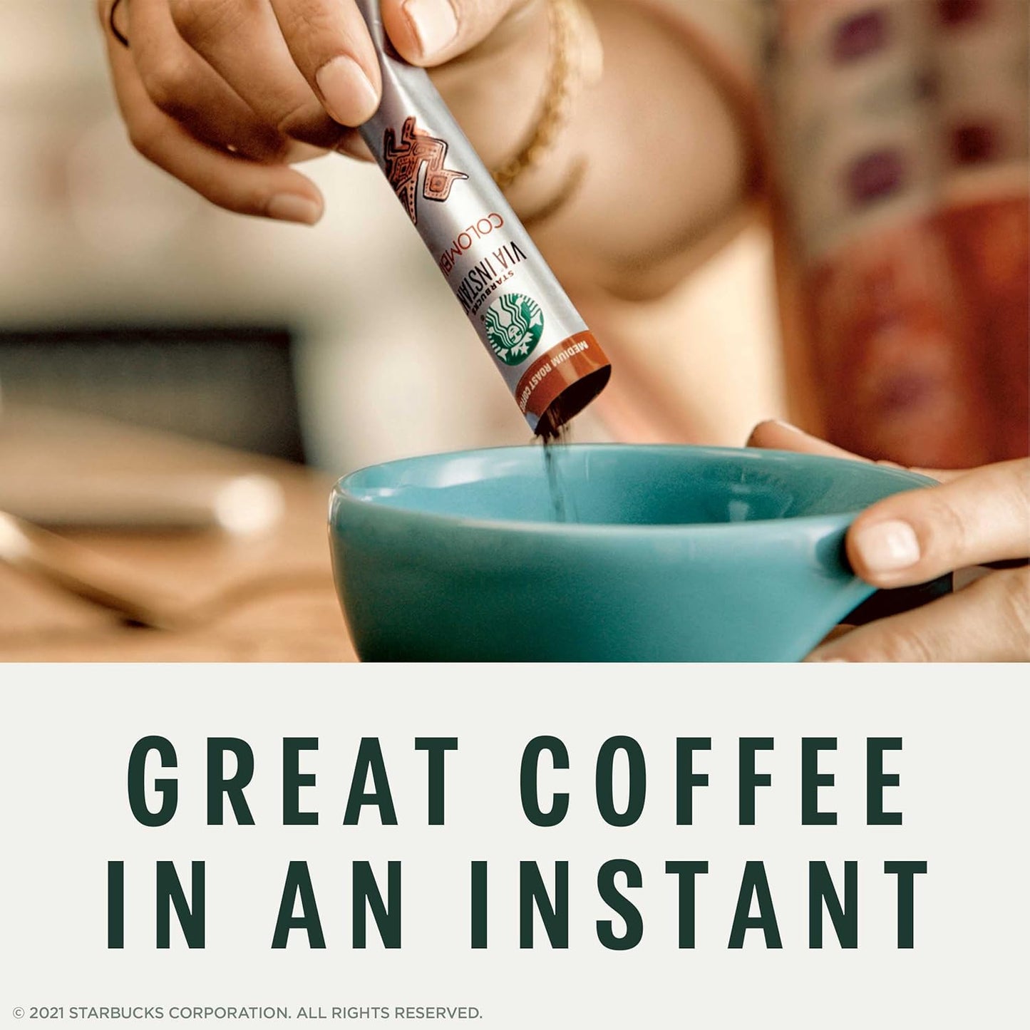 Starbucks VIA Instant Coffee, Medium Roast Coffee, Pike Place Roast, 100% Arabica, Single-Serve, 1 Box (50 Packets)