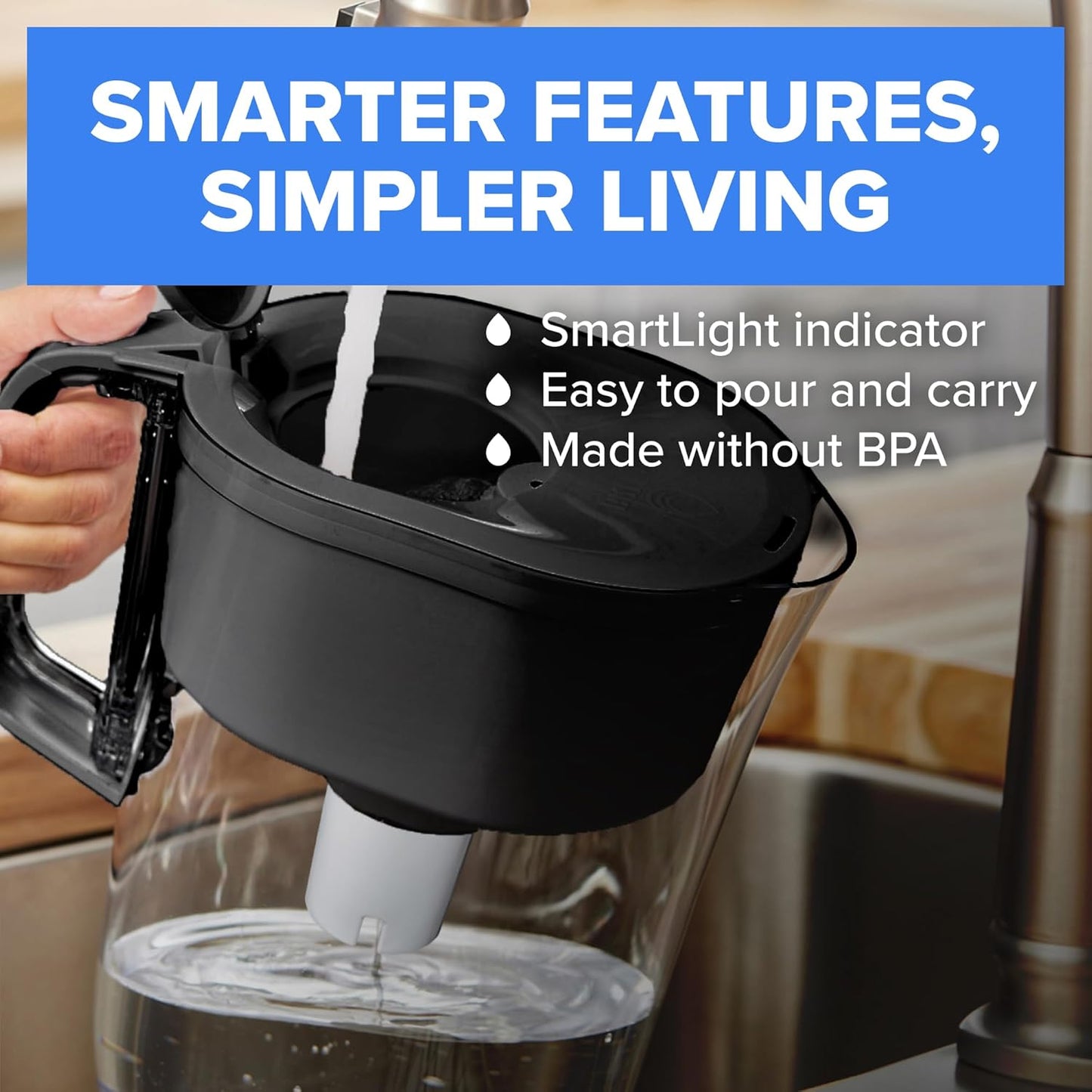 Brita Small 6 Cup Water Filter Pitcher, 1 BritaPlus Filter, Metro, Black (Package May Vary)