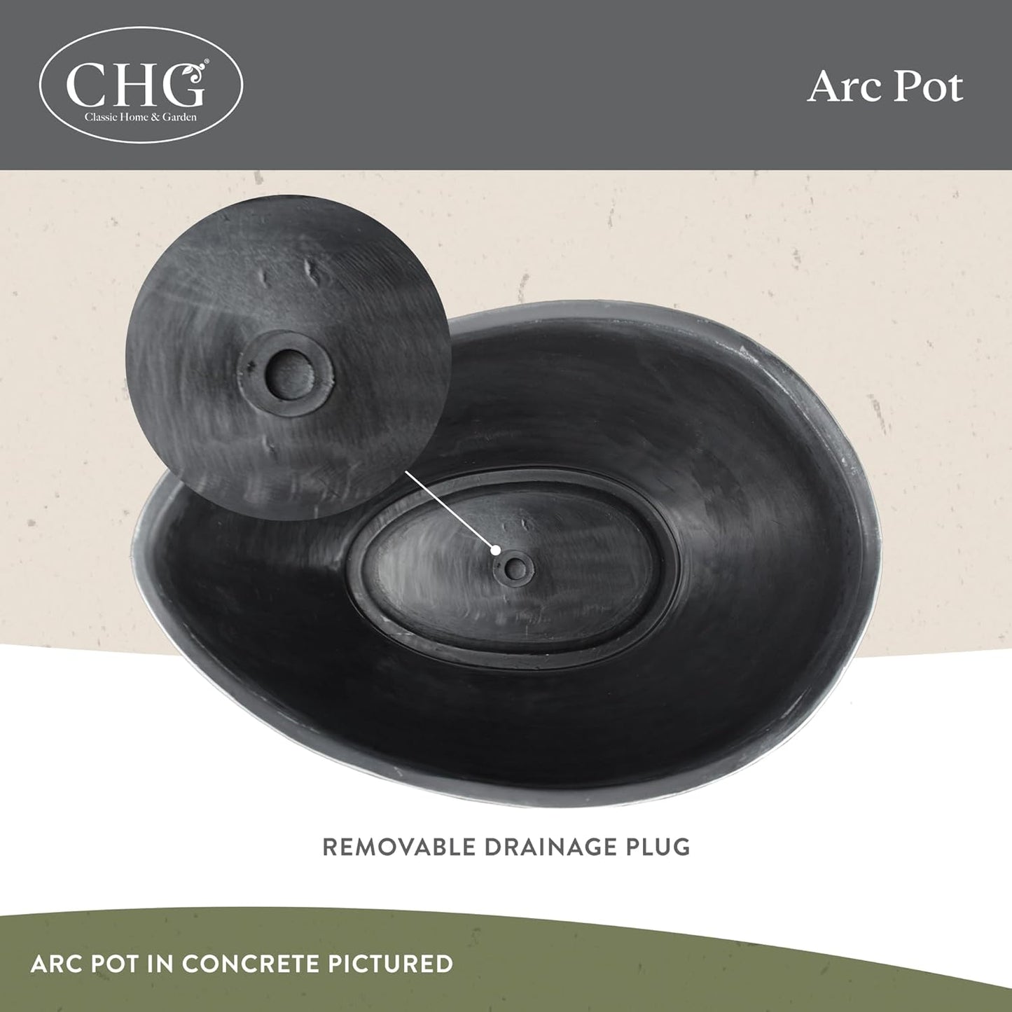 Classic Home and Garden Arc Unique Planter Bowl w/Drain Plug - UV Resi