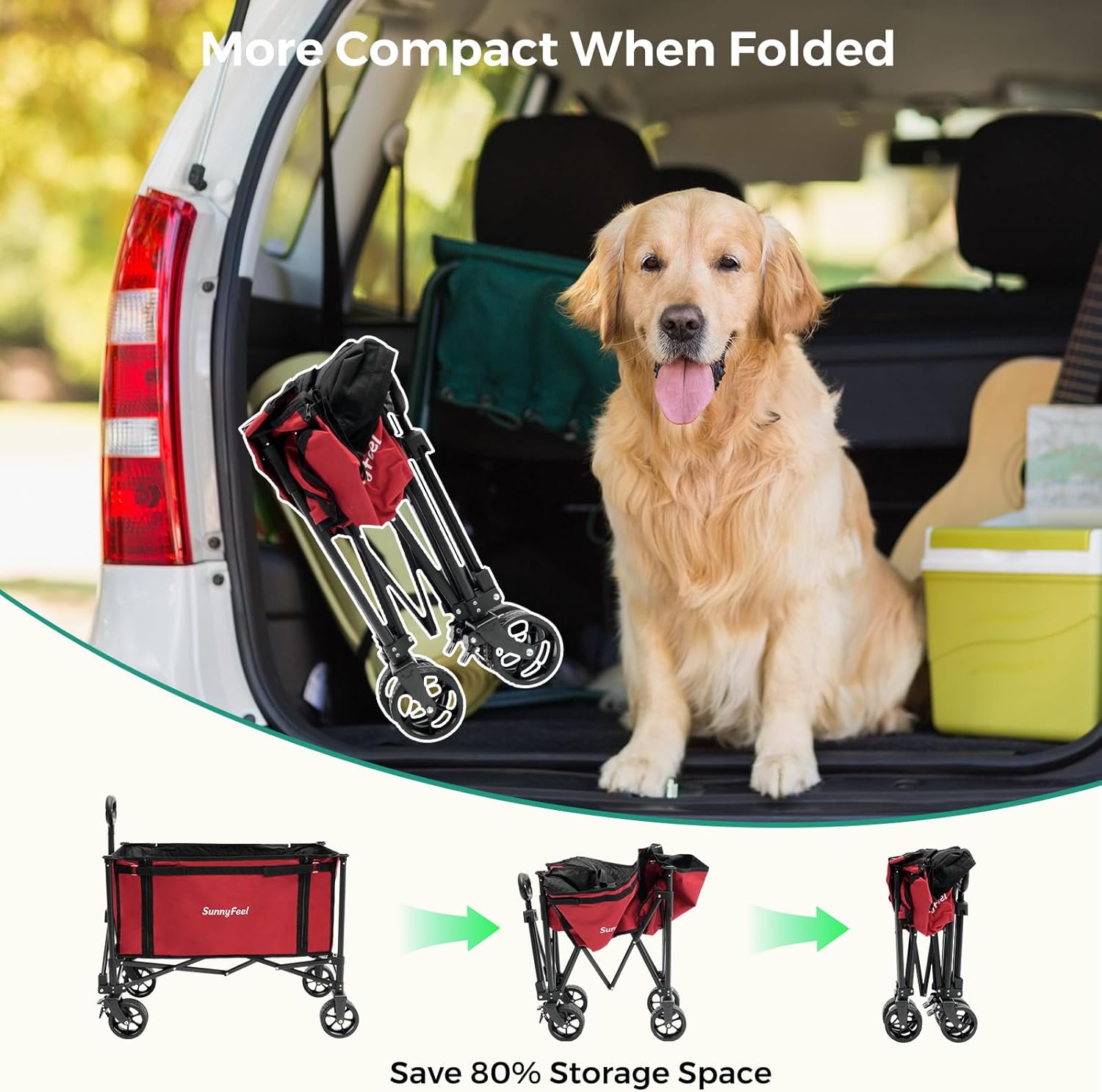 SUNNYFEEL Wagon Cart Foldable, Standard Borderless Version Collapsible