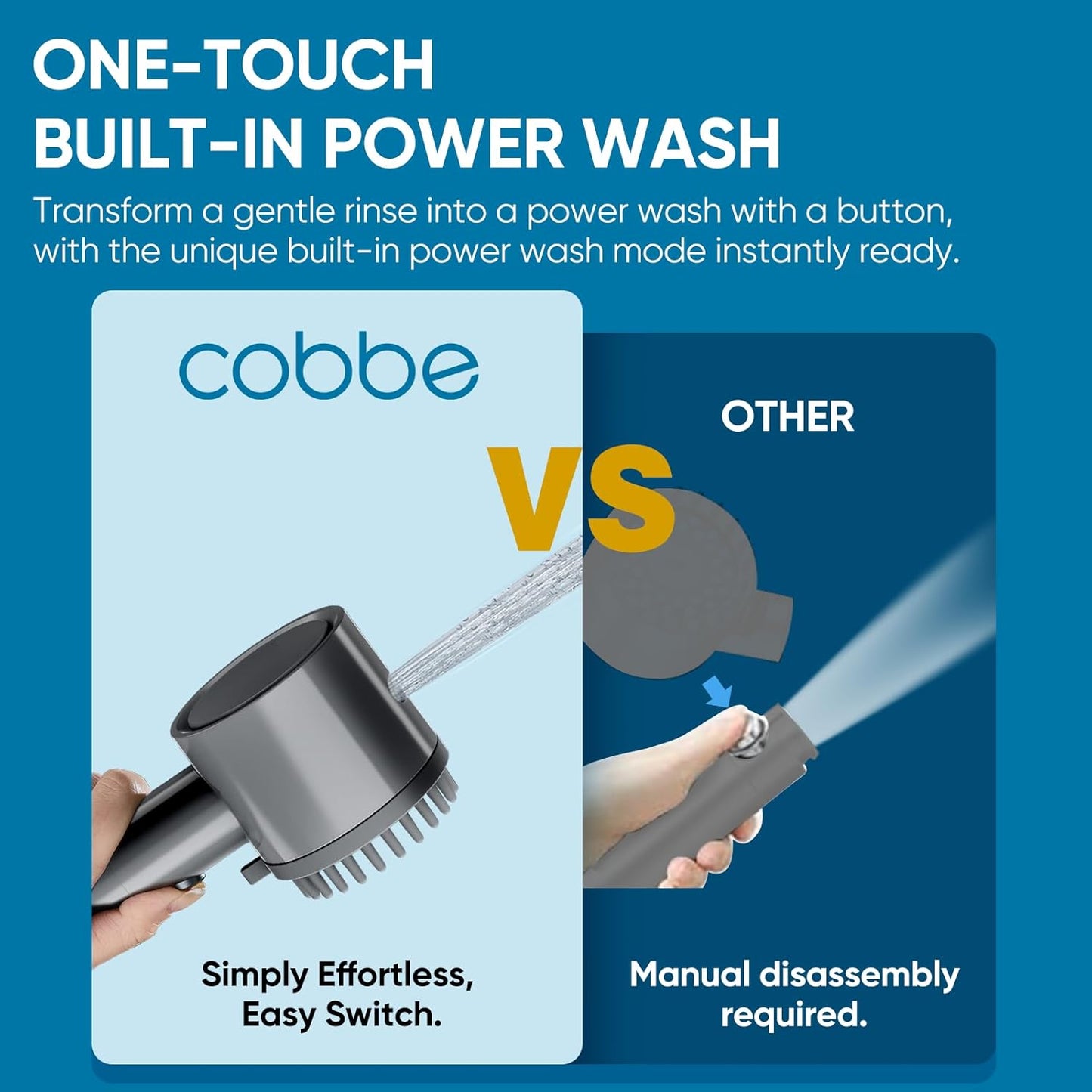 Cobbe Ion Drops Filtered Shower Head with Handheld, High Pressure 4+1 Spray Mode Showerhead with Filters, Built-in Power Wash for Hard Water - Remove Chlorine - Reduces Dry Itchy Skin, Luxury Gray