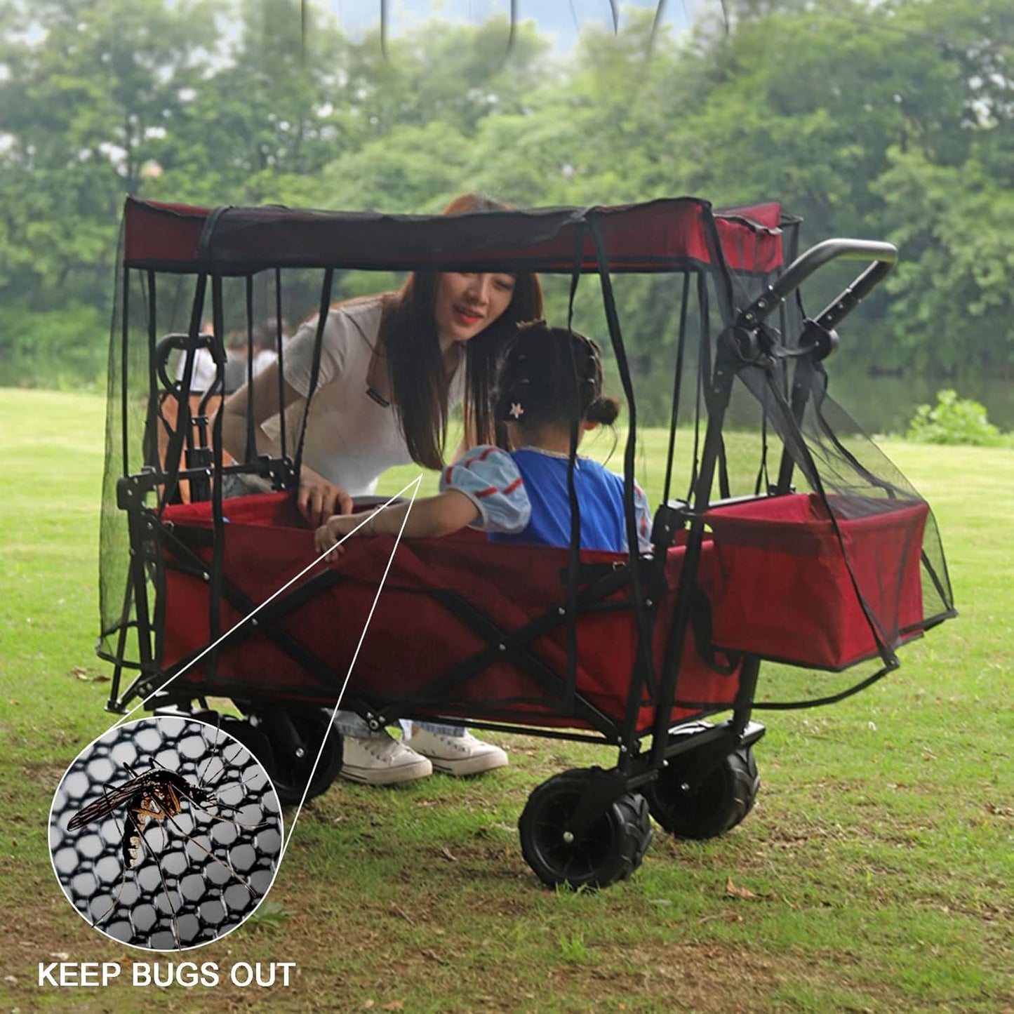 Mosquito Net for Wagon Universal, Bug Net Cover for Collapsible Beach 