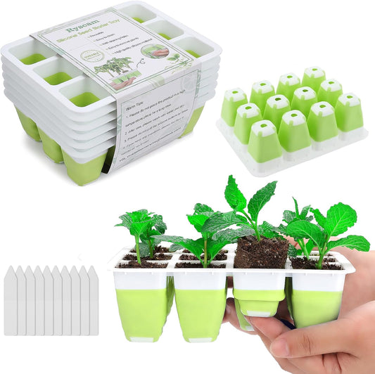 6pcs Reusable Seed Starter Kit, 72 Cells Seed Starter Trays, Silicone 