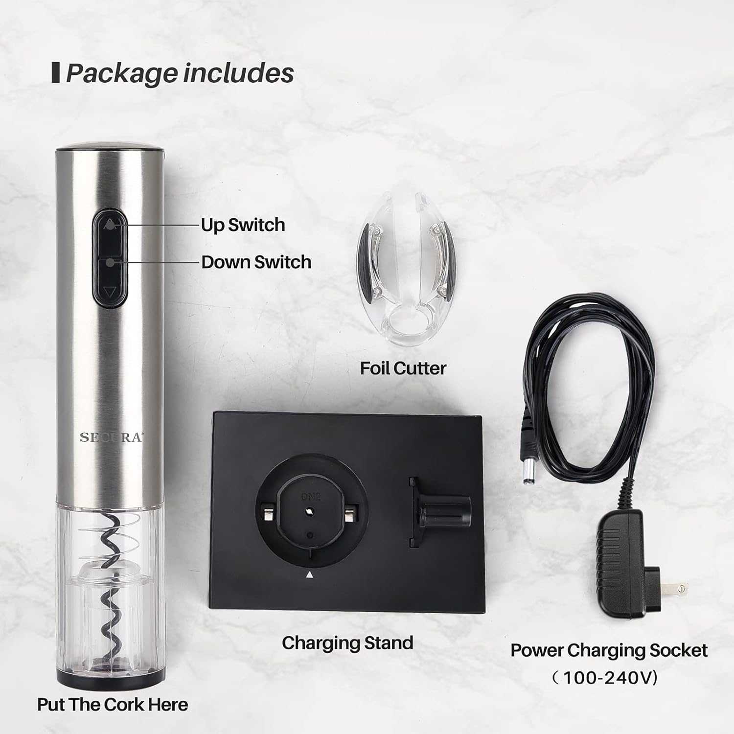 Secura Electric Wine Opener, Automatic Electric Wine Bottle Corkscrew 