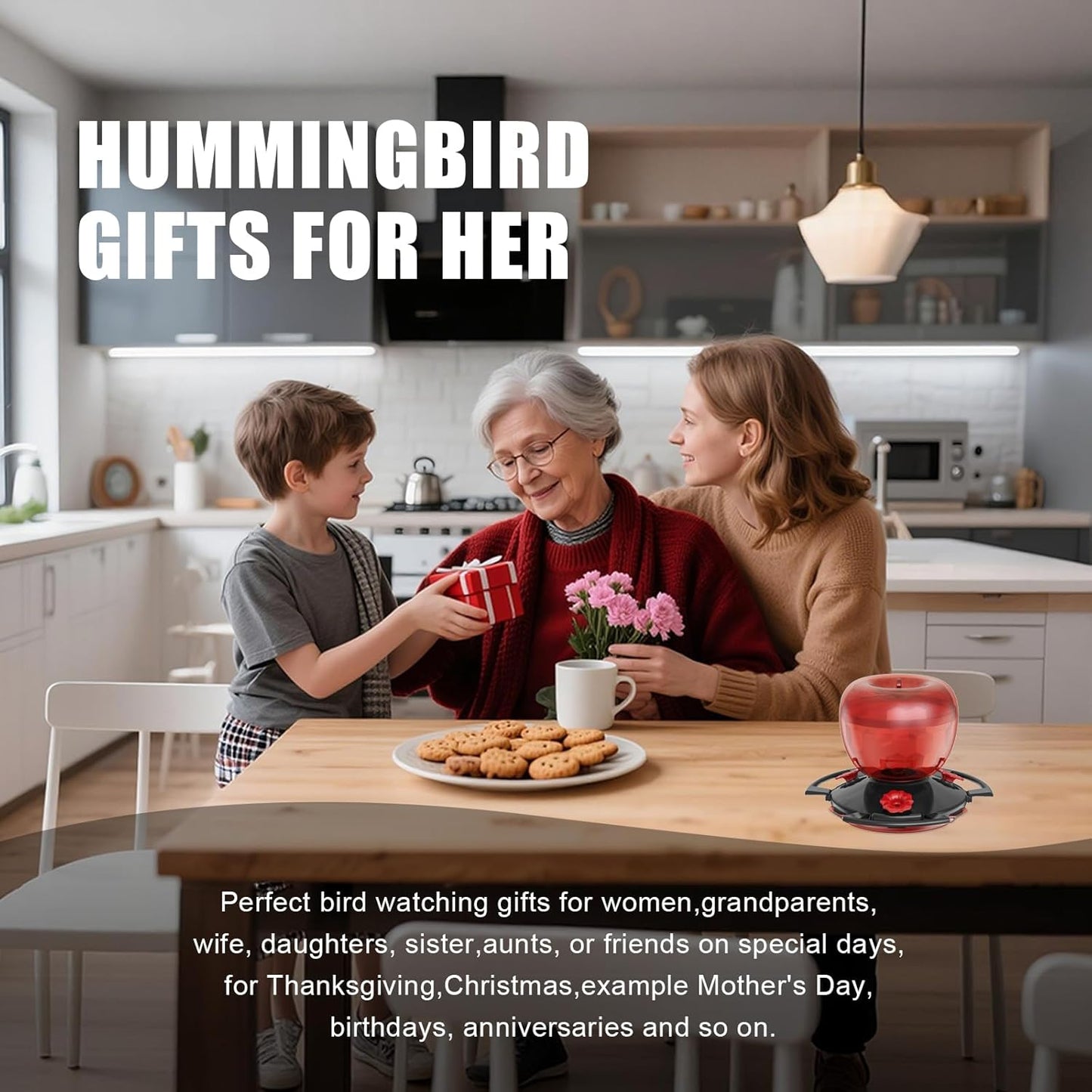 Hummingbird Feeders for Outdoors with Ant Moat, 10 oz Hanging Nectar Feeder, Decorative Light-Reflective Design, Leak-Resistant, Easy to Fill & Clean