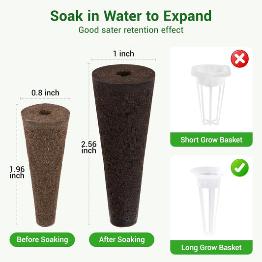 50 Pack Hydroponic Grow Sponges Seed Pods Replacement, Growing System 
