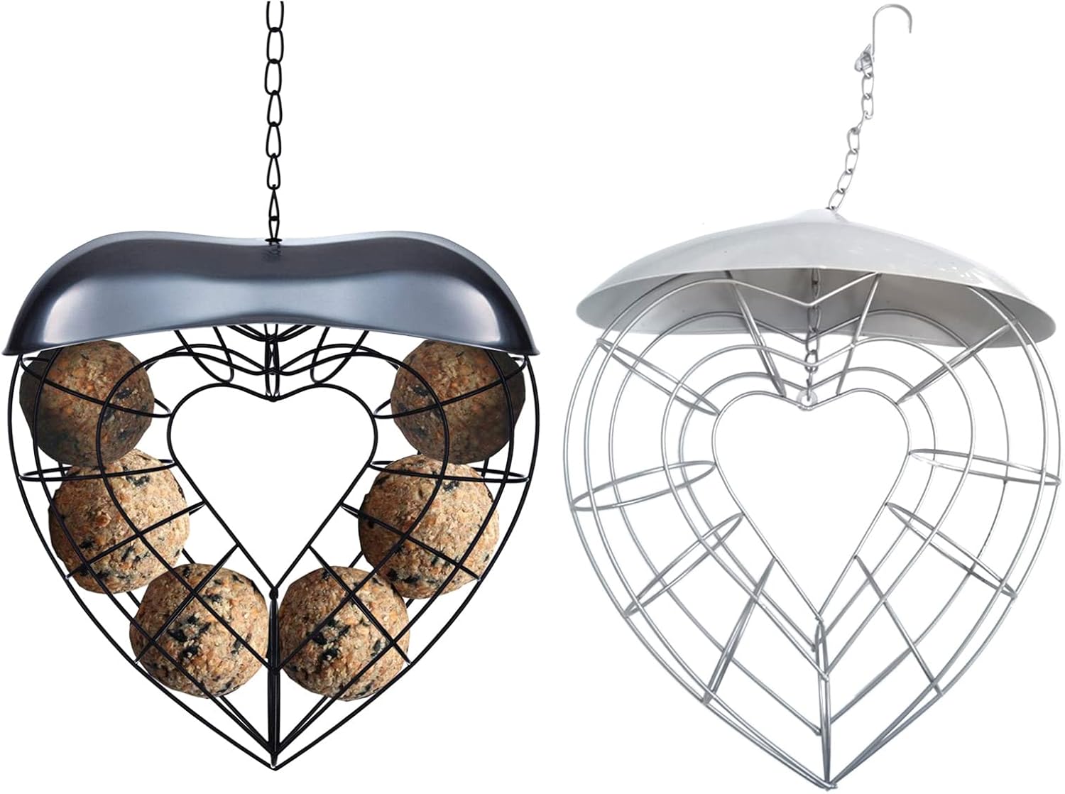 Birds Food Dispenser with Roof for Wild Canaries- Finches Suet Basket 