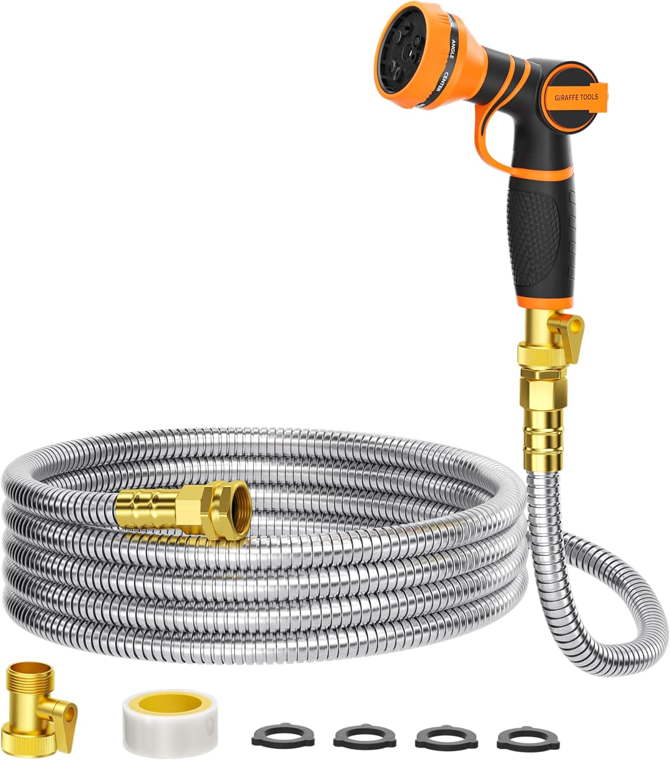 Girafe Tools Garden Hose 25ft x 5/8", 304 Stainless Steel Metal Water 