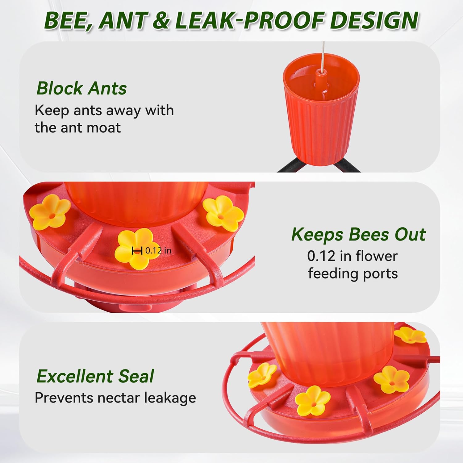 Retractable Hummingbird Feeder – 6 Feeding Ports, Leak-Proof, Ant & Be
