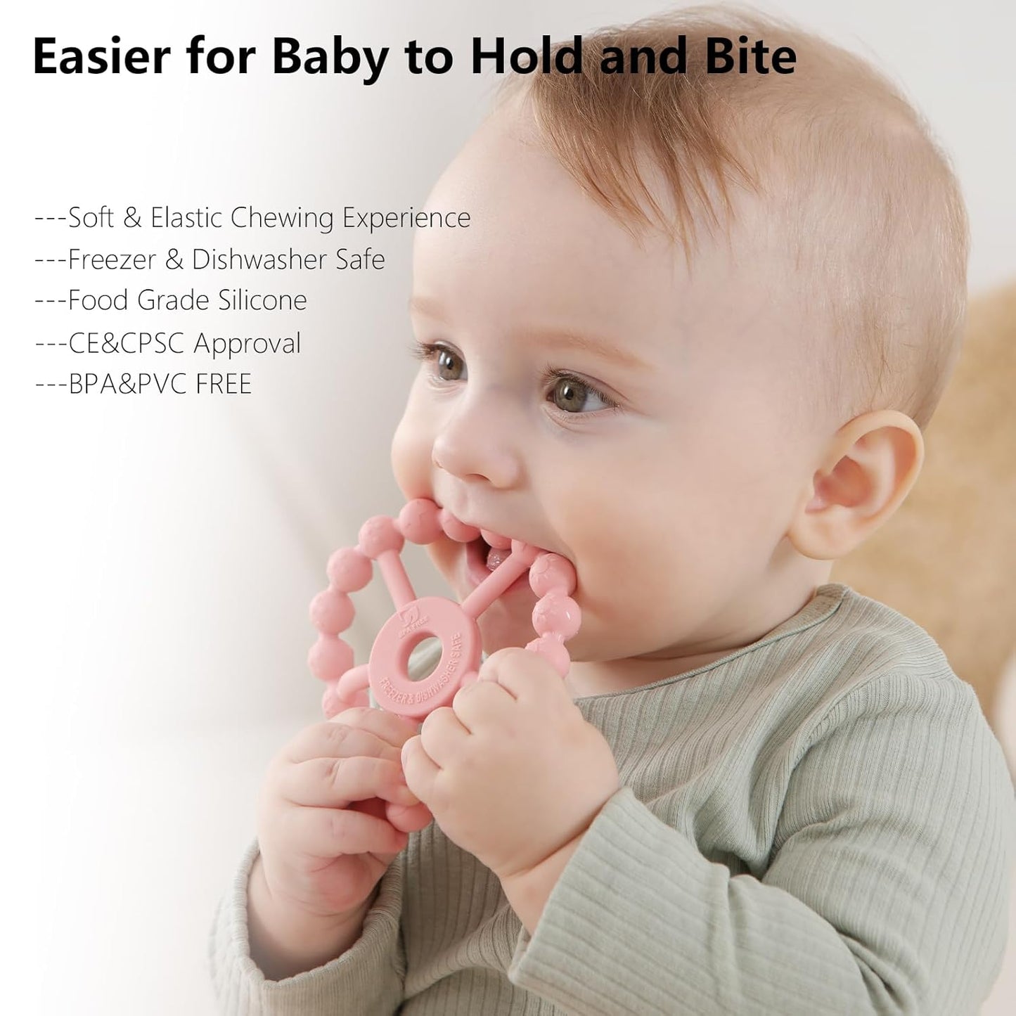 3 Pack Ring Teether Baby Infant Toys, Baby Essentials, Silicone Teethi