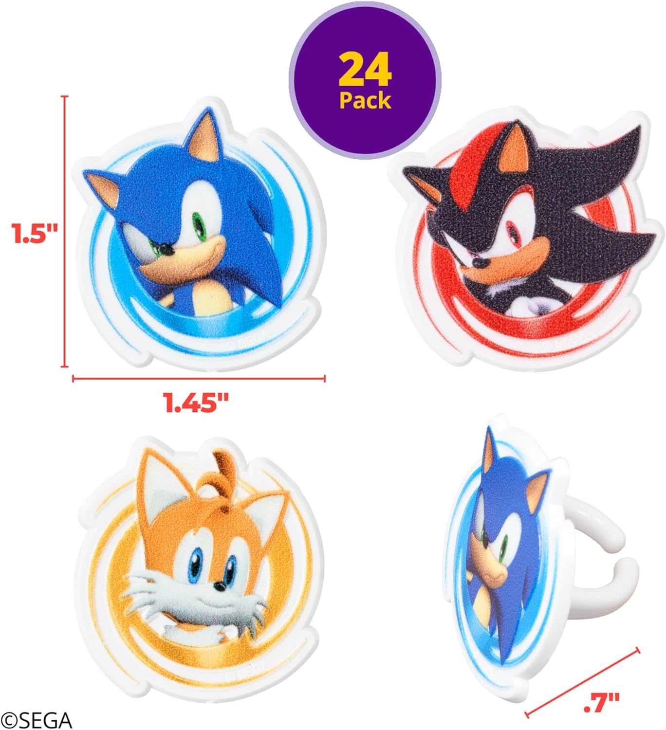 DecoPac Sonic the Hedgehog Rings, Cupcake Decorations Featuring Sonic,