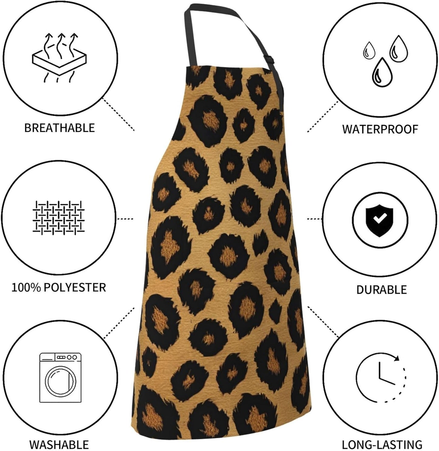 YANYU Leopard Print Print 28x33 In Kitchen Apron Stylish Chef Apron wi
