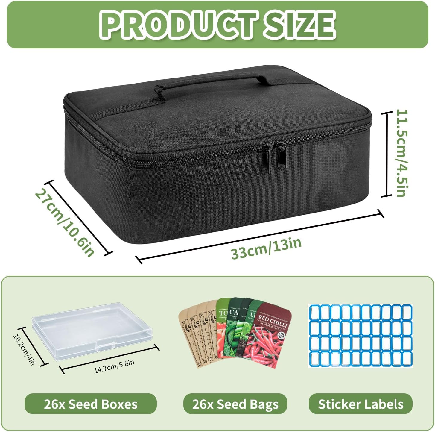 Boczif 26 Slots Seed Storage Organizer Box with Insulated Bag Seed Env