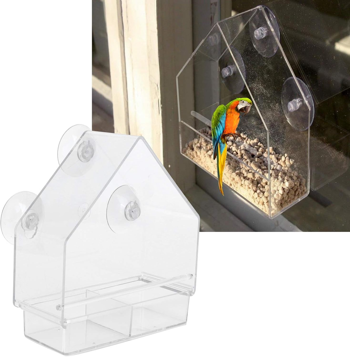 Window Bird Feeder, Transparent Bird Feeding Tool with Suction Cups fo