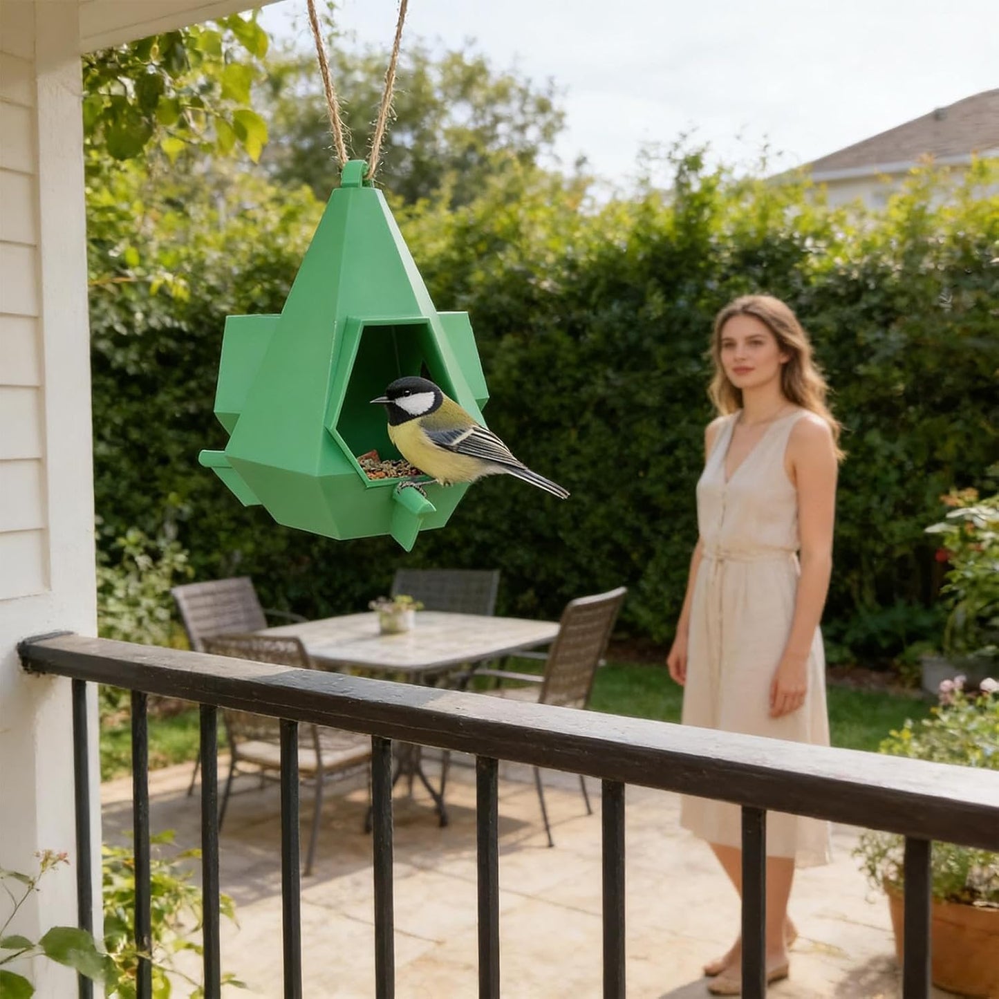 Bird Feeder House - Hangable Nest Shelter | Roof Design Easy Refill Small Hummingbird Feeder | for Adults Elderly Hummingbird Finch Viewing Outside Yard Balcony