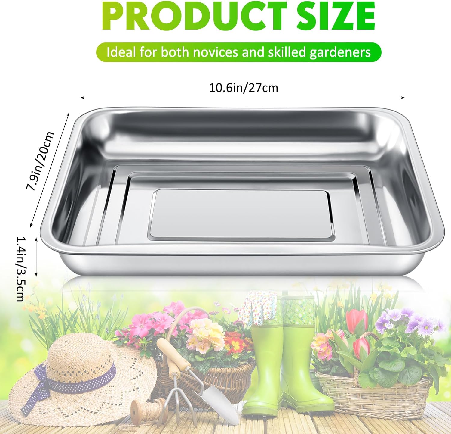 10 Pcs Stainless Steel Seed Starter Tray, Stainless Metal Garden Trays