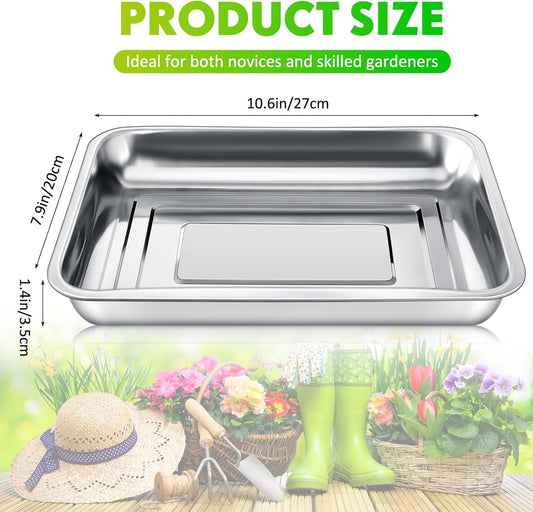 10 Pcs Stainless Steel Seed Starter Tray, Stainless Metal Garden Trays